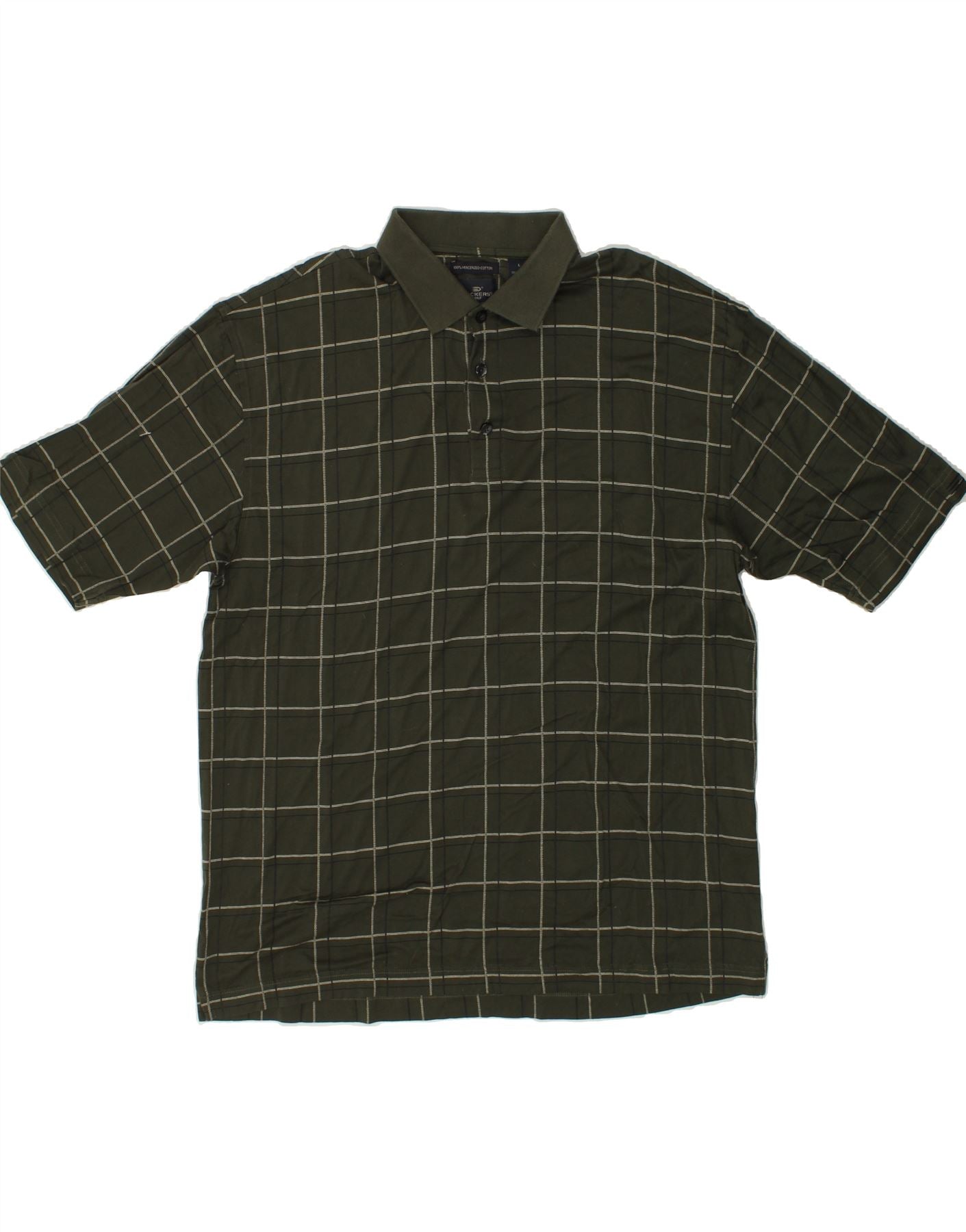 Image of DOCKERS Mens Golf Polo Shirt Large Green Check Cotton