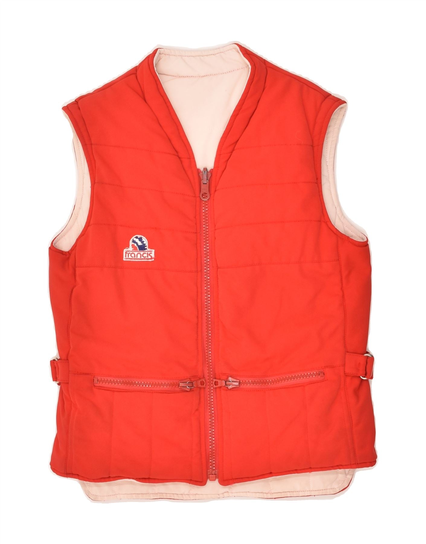 image of VINTAGE Womens Reversible Padded Gilet UK 36 Small Red Polyester