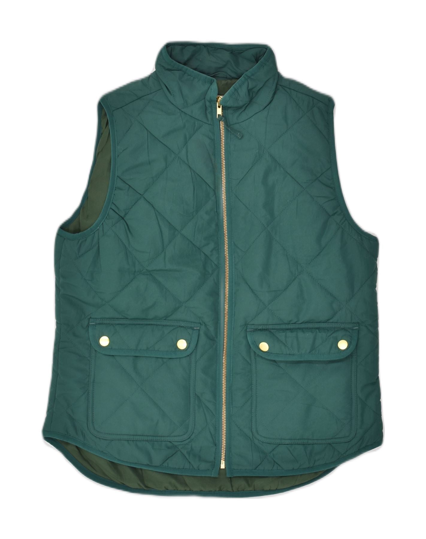image of J. CREW Womens Quilted Gilet US 6 Medium Green Polyester