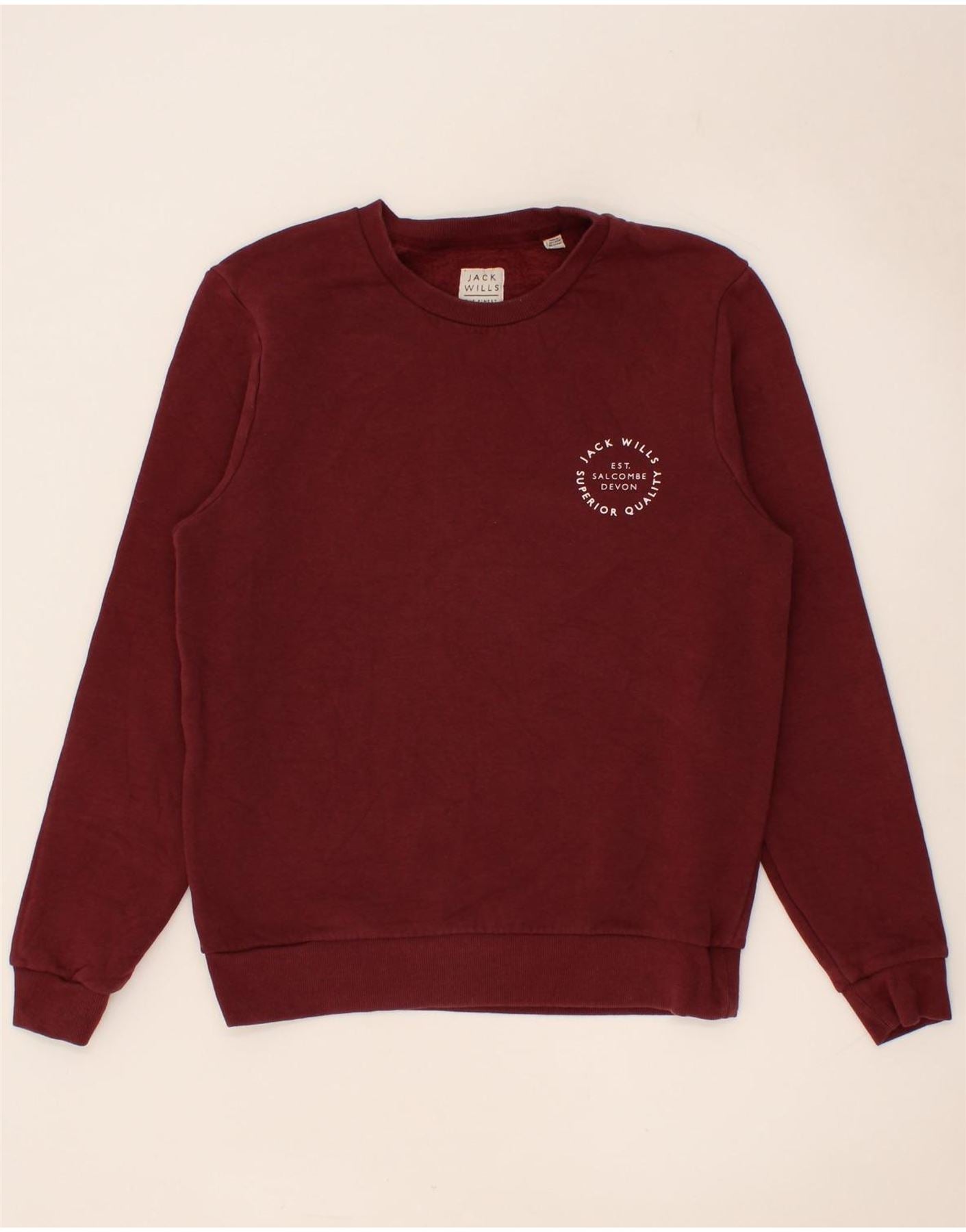 image of JACK WILLS Mens Sweatshirt Jumper Medium Burgundy Cotton