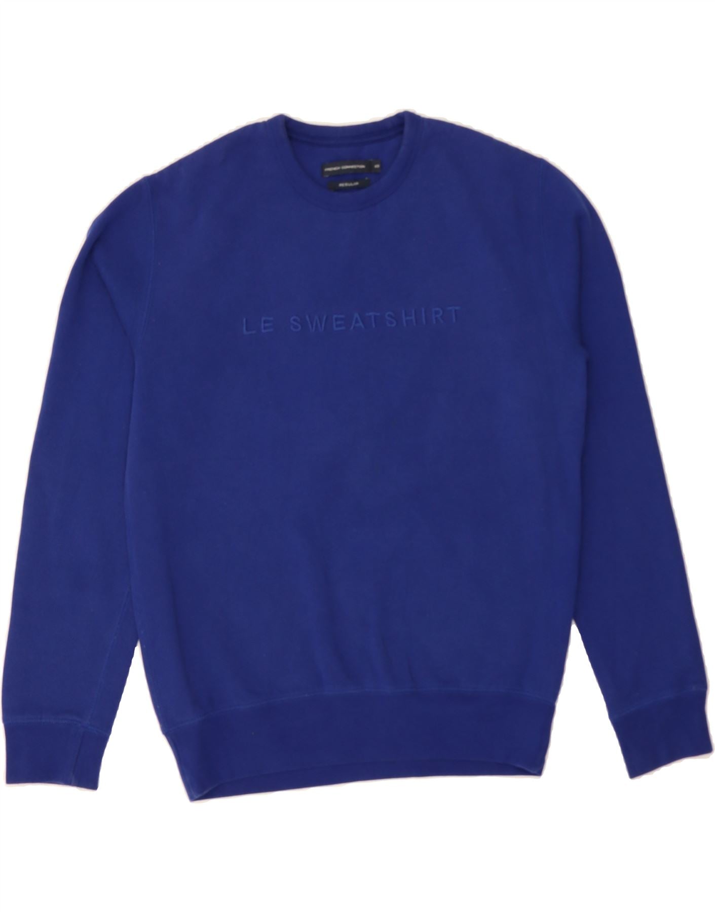 image of FRENCH CONNECTION Mens Graphic Sweatshirt Jumper XS Blue Cotton