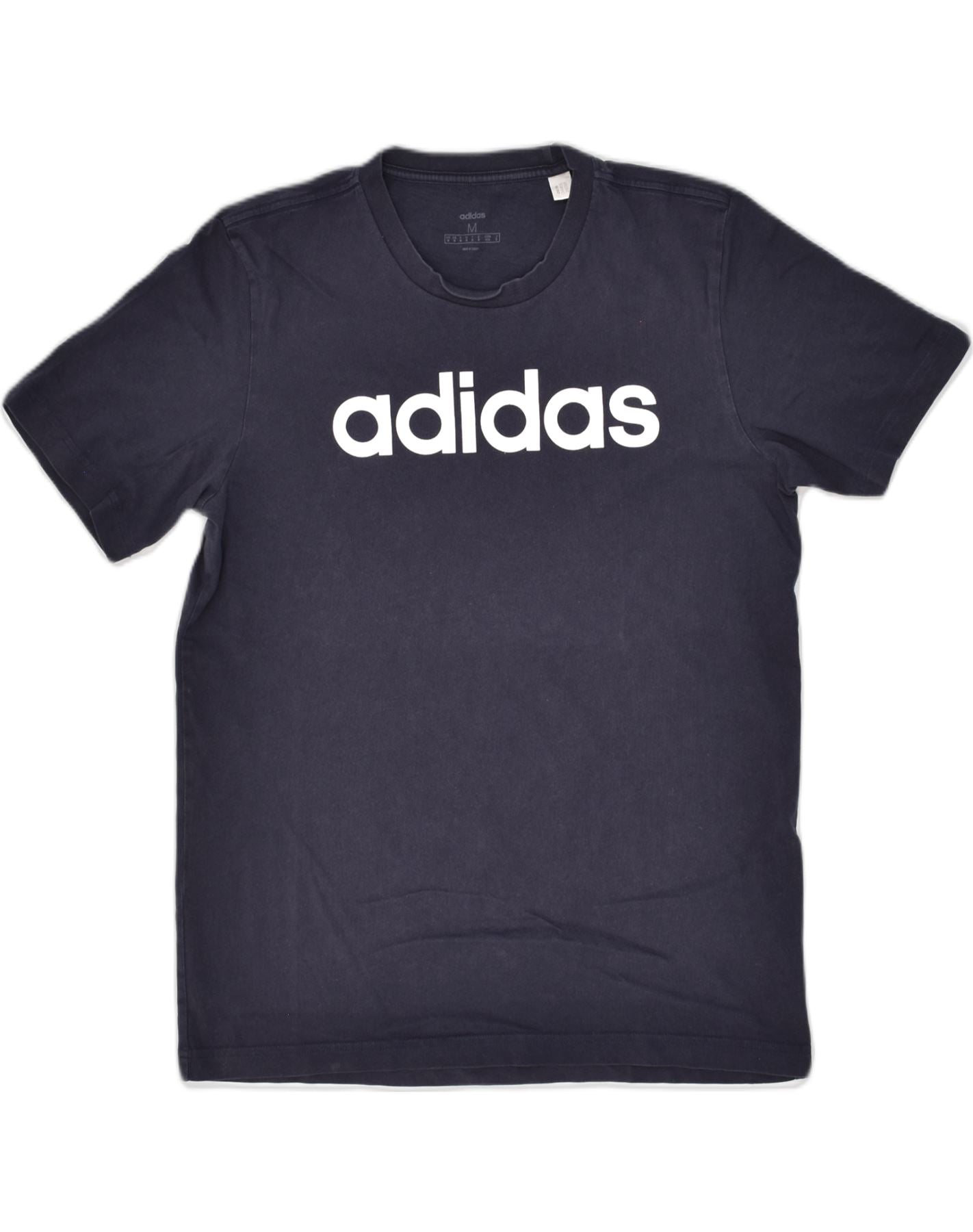 image of ADIDAS Mens Graphic T-Shirt Top Medium Navy Blue Cotton