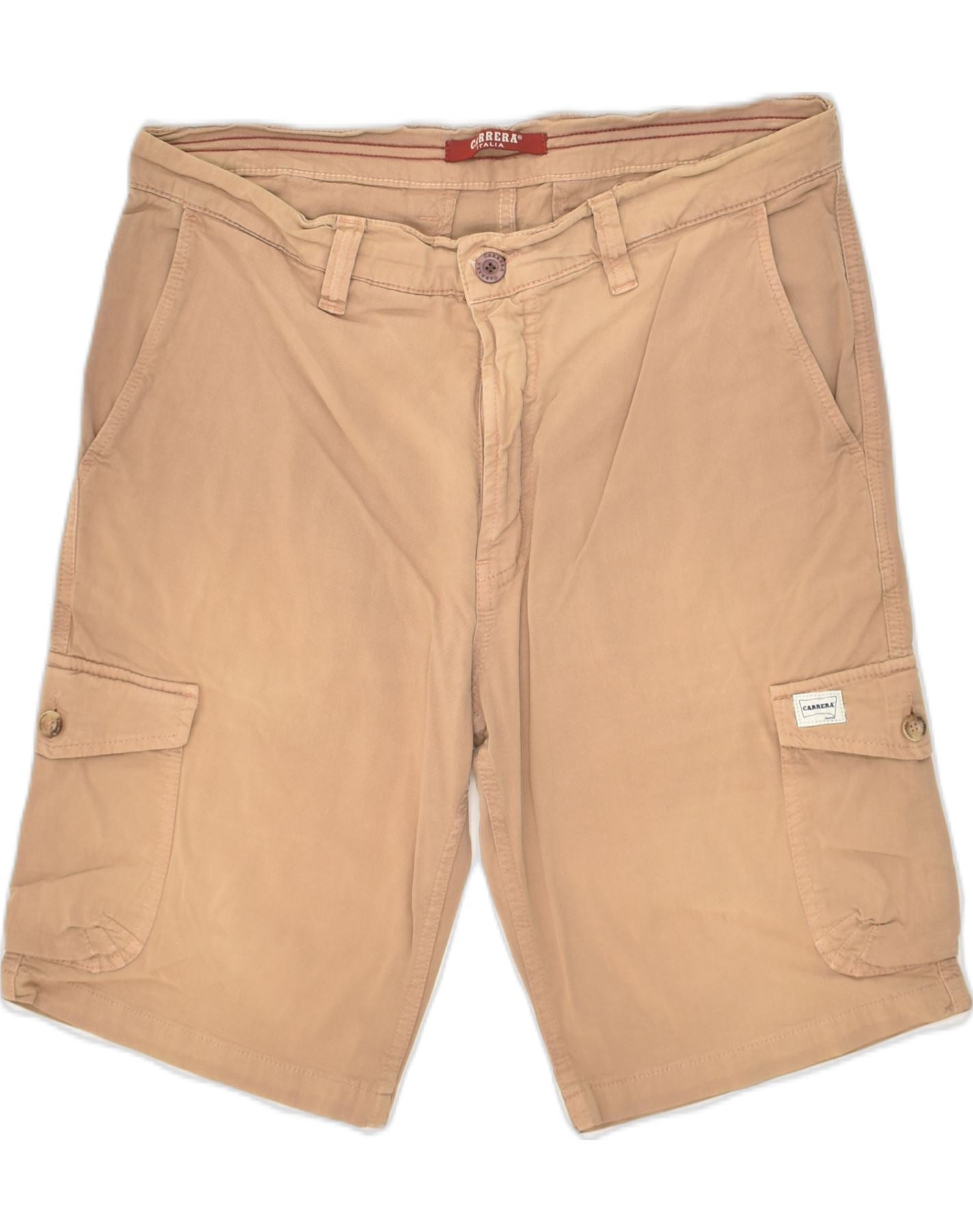 image of CARRERA Mens Cargo Shorts W34 Large Beige Cotton