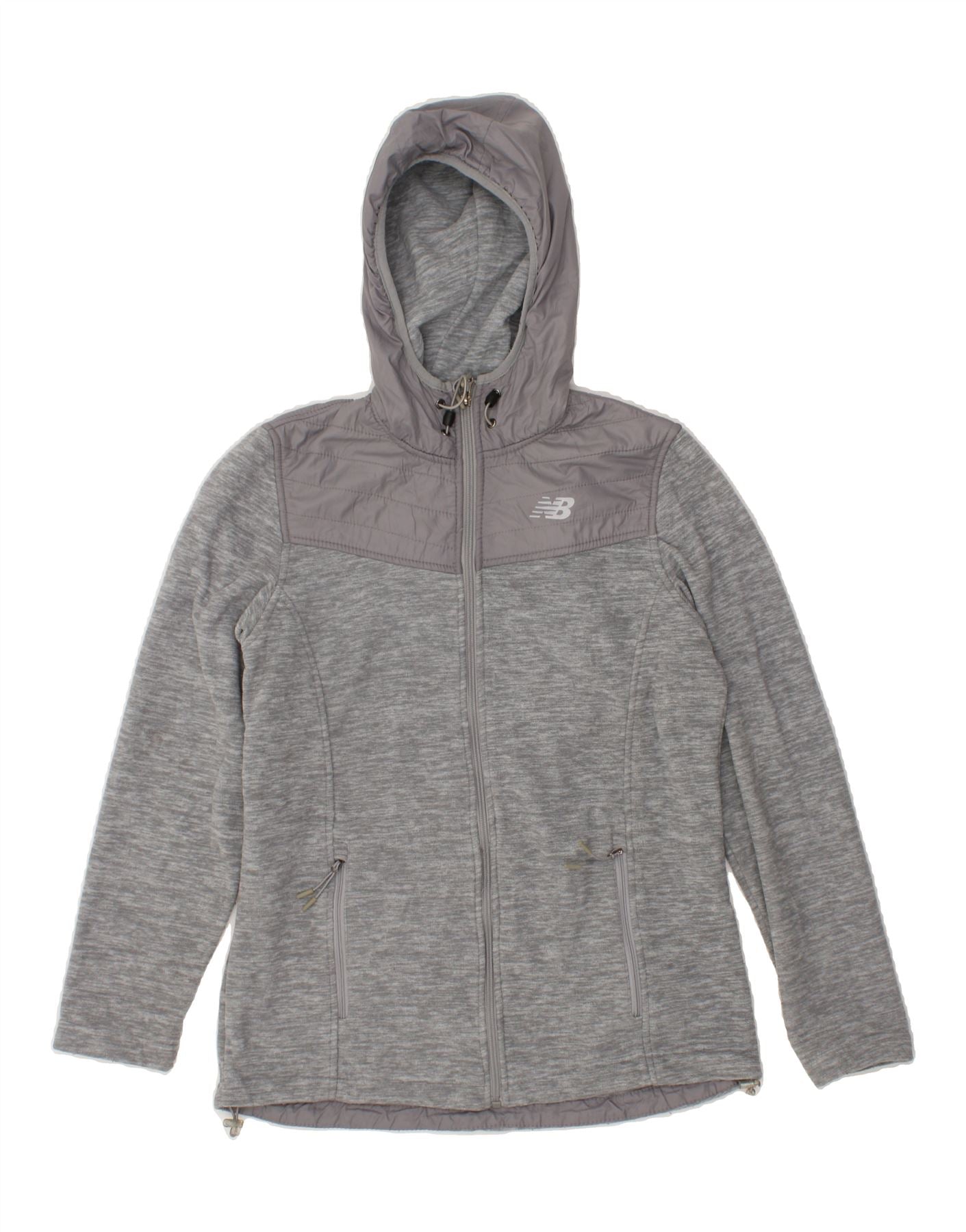 Image of NEW BALANCE Womens Zip Hoodie Sweater UK 14 Medium Grey Colourblock