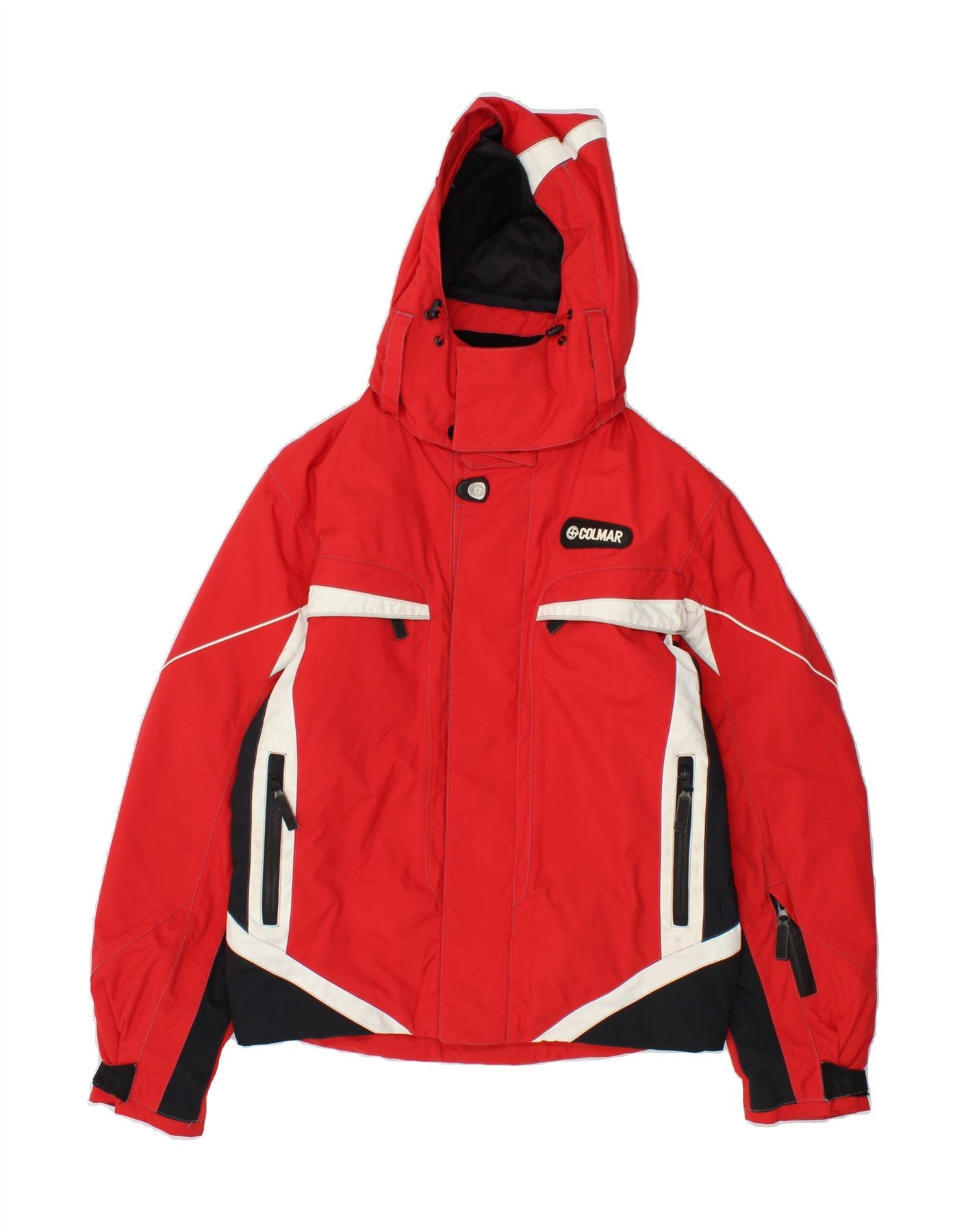 image of COLMAR Mens Hooded Ski Jacket Size 46 Small Red Colourblock