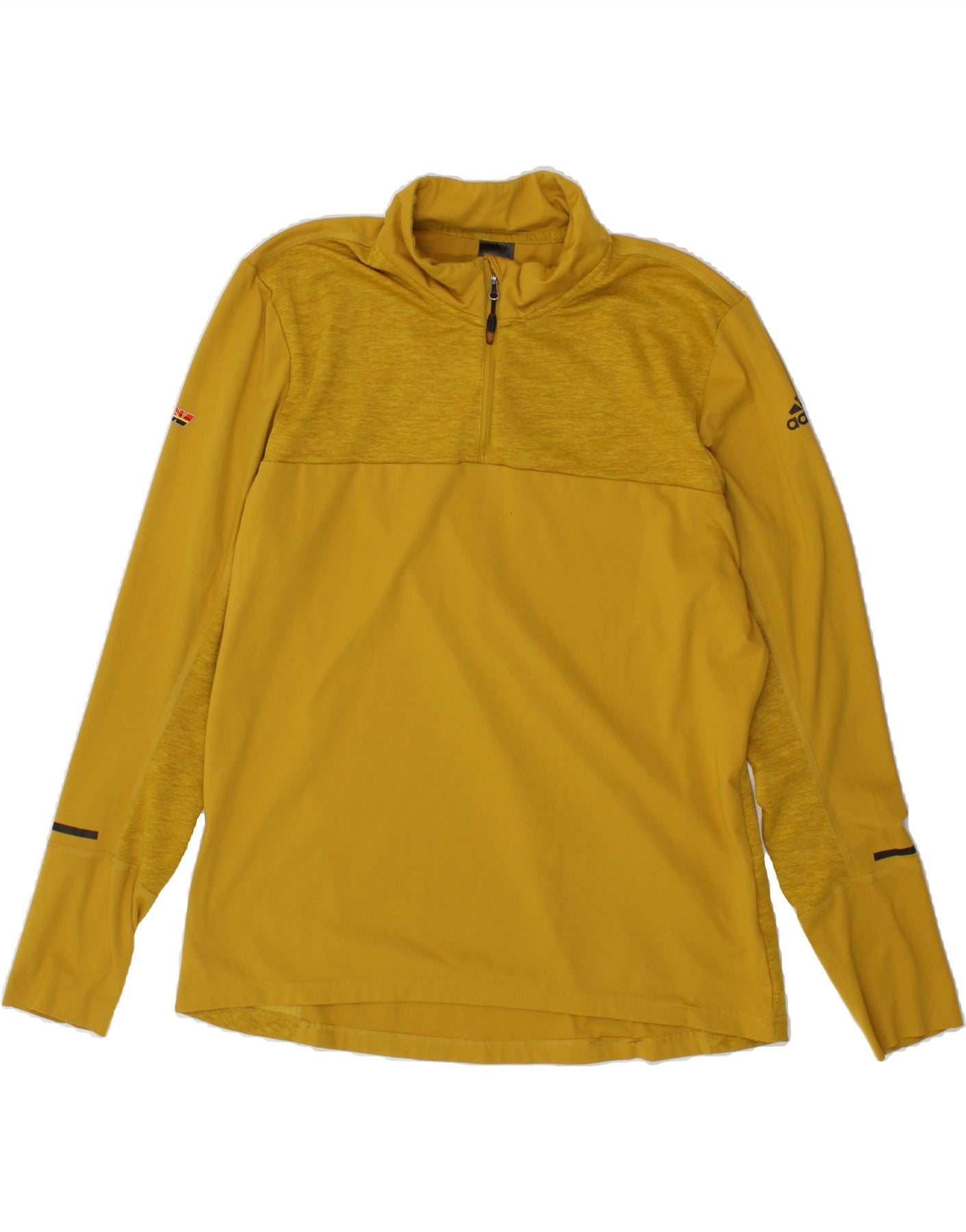 image of ADIDAS Mens Zip Neck Pullover Tracksuit Top Large Yellow