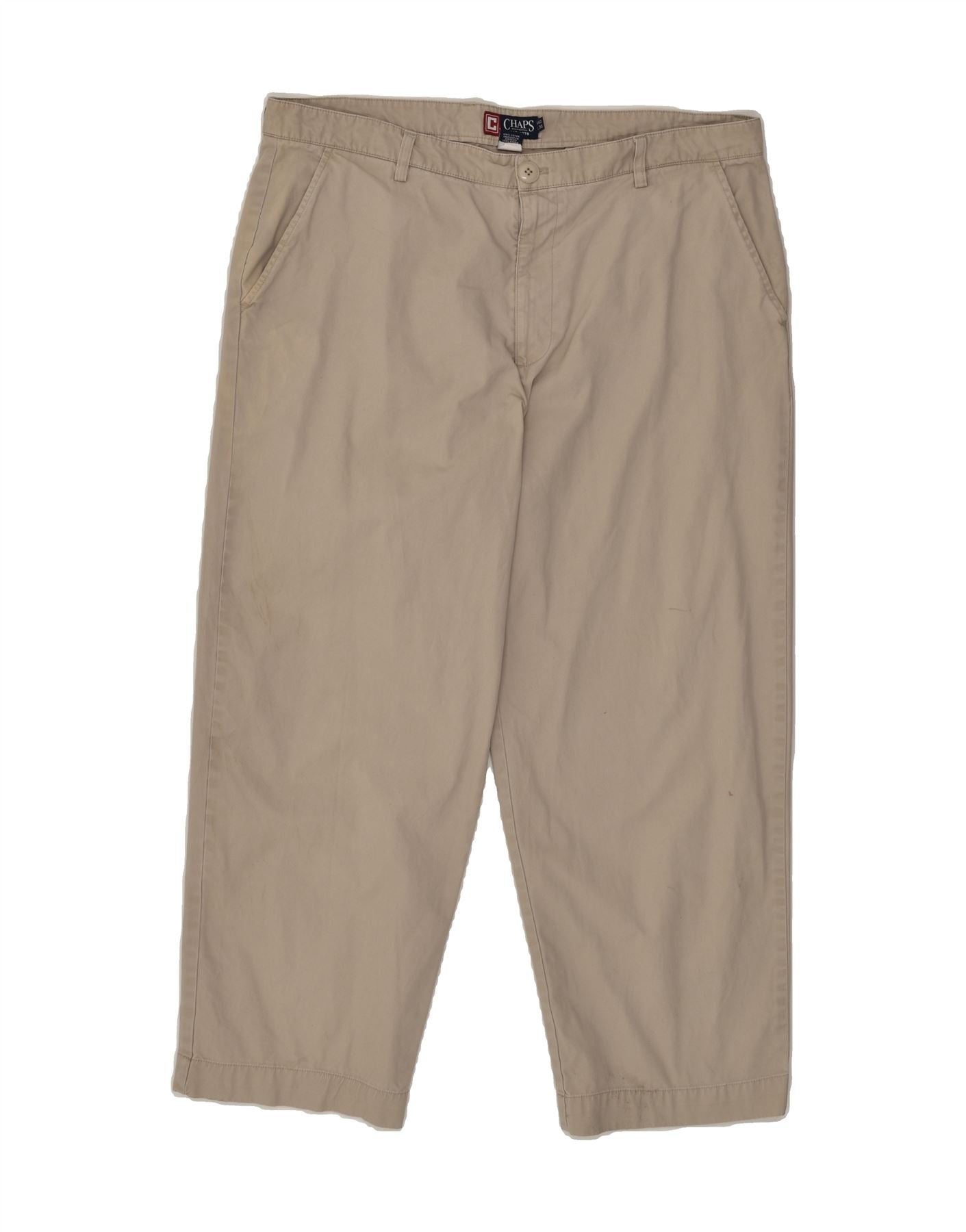 Image of CHAPS Mens Tapered Chino Trousers W40 L30 Beige Cotton