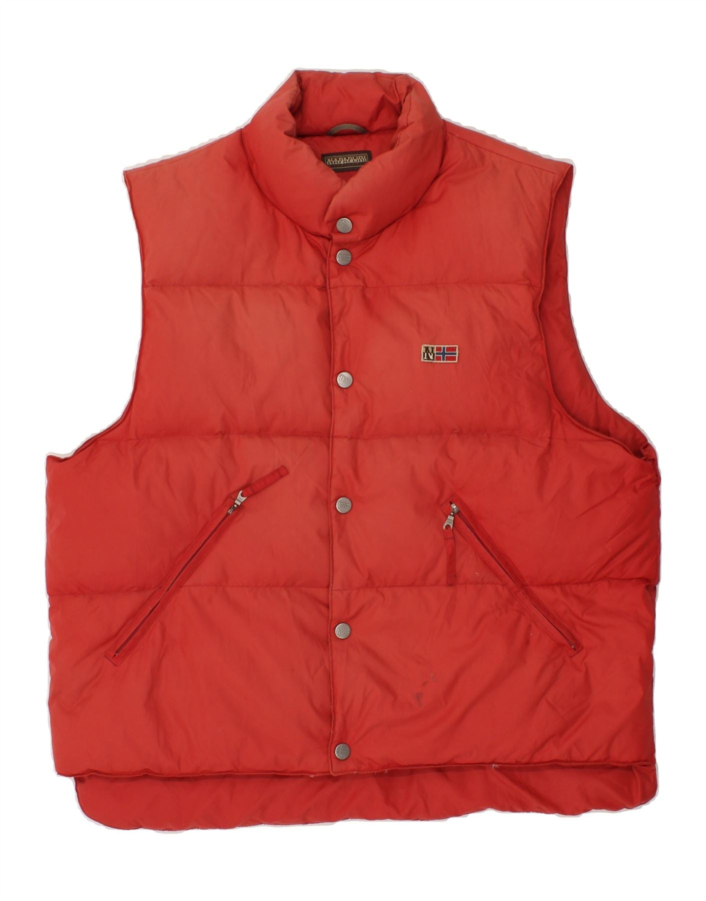 image of NAPAPIJRI Mens Graphic Padded Gilet UK 38 Medium Red Polyester