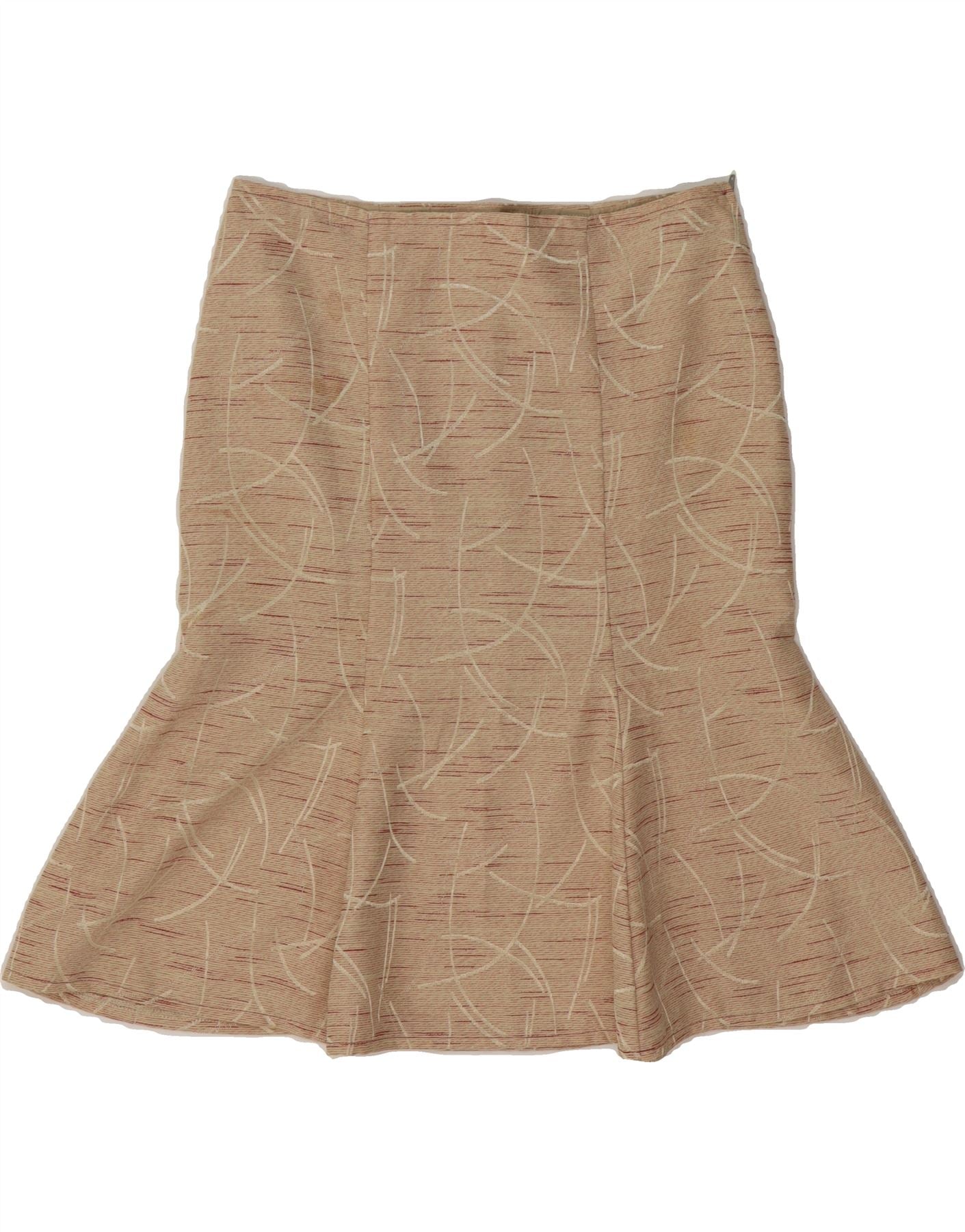 image of VINTAGE Womens Abstract Pattern Trumpet Skirt W30 Medium Beige