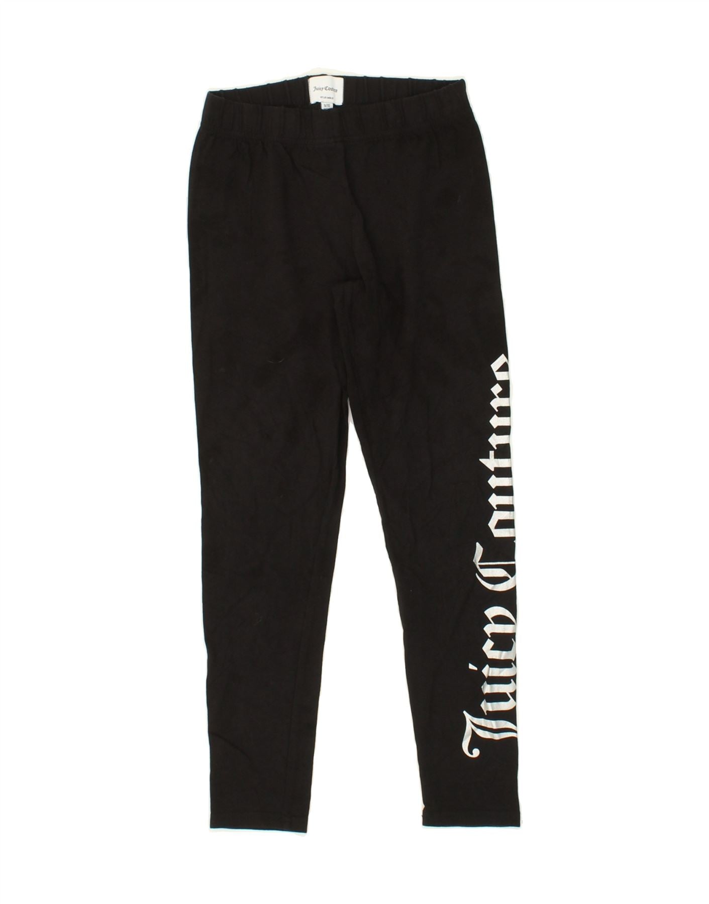 Image of JUICY COUTURE Girls Graphic Leggings 9-10 Years Black Cotton