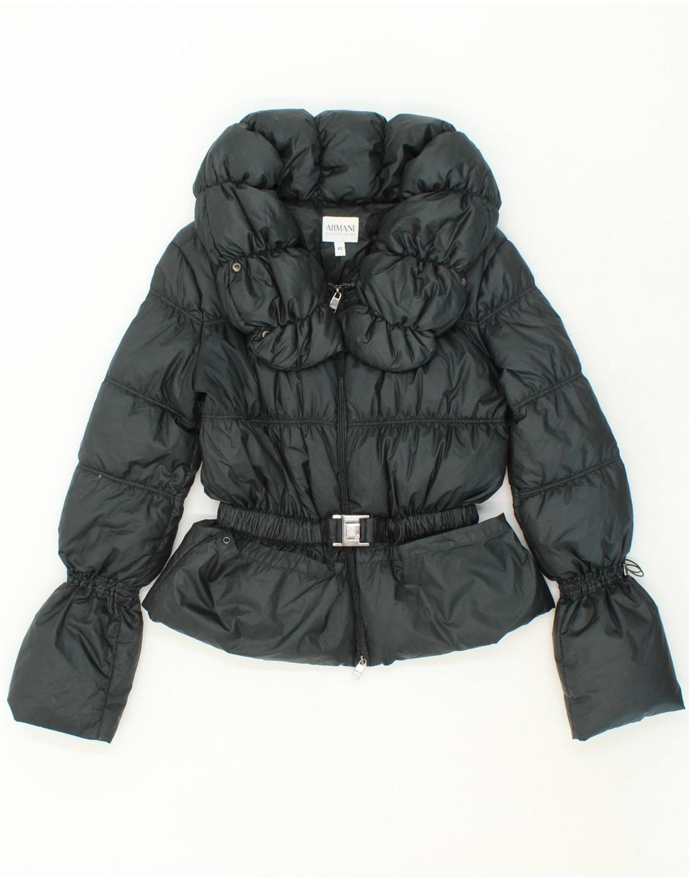 image of ARMANI COLLEZIONI Womens Padded Jacket IT 42 Medium Black Polyamide