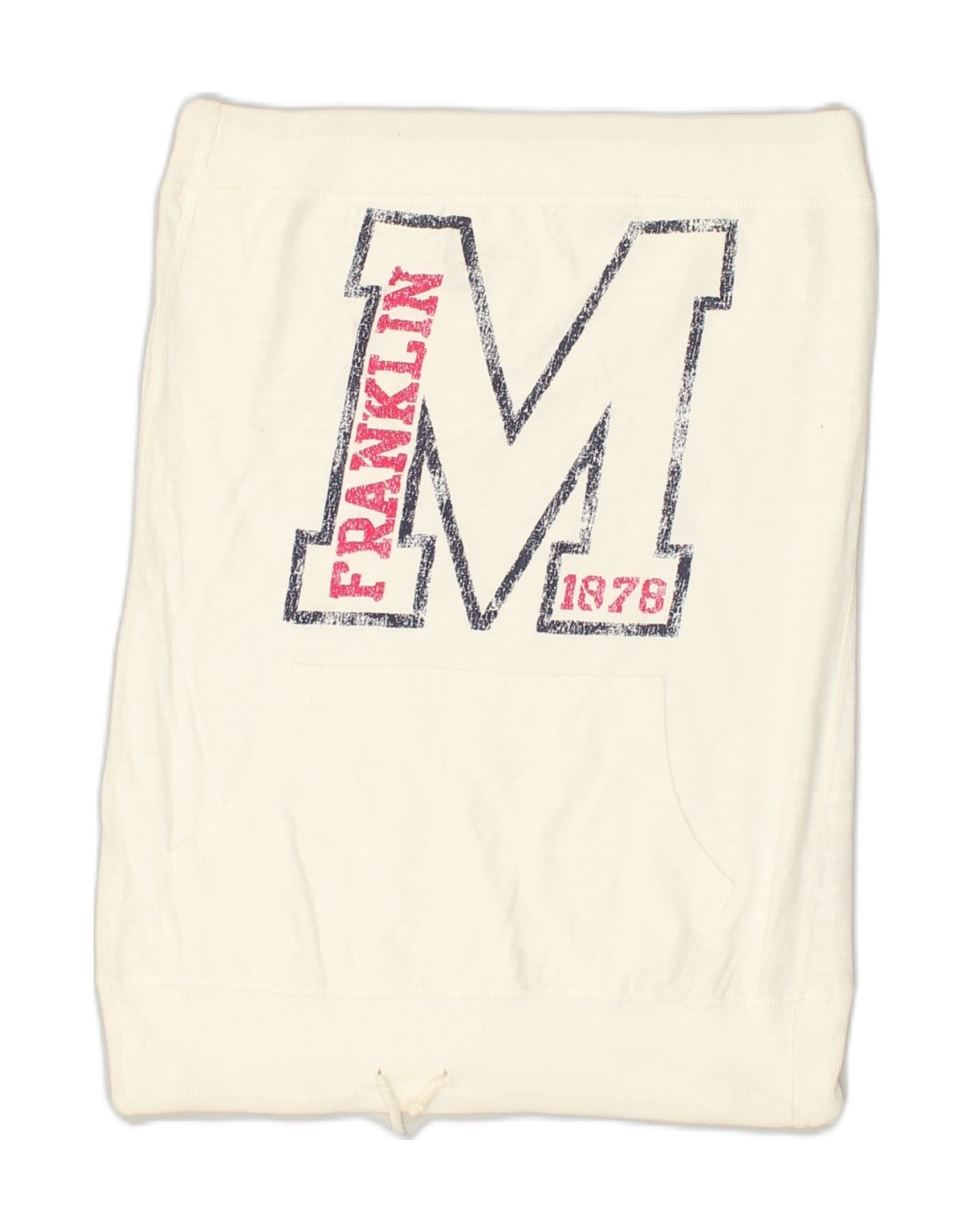 image of FRANKLIN MARSHALL Womens Slim Graphic Off Shoulder Top UK 14 Large White
