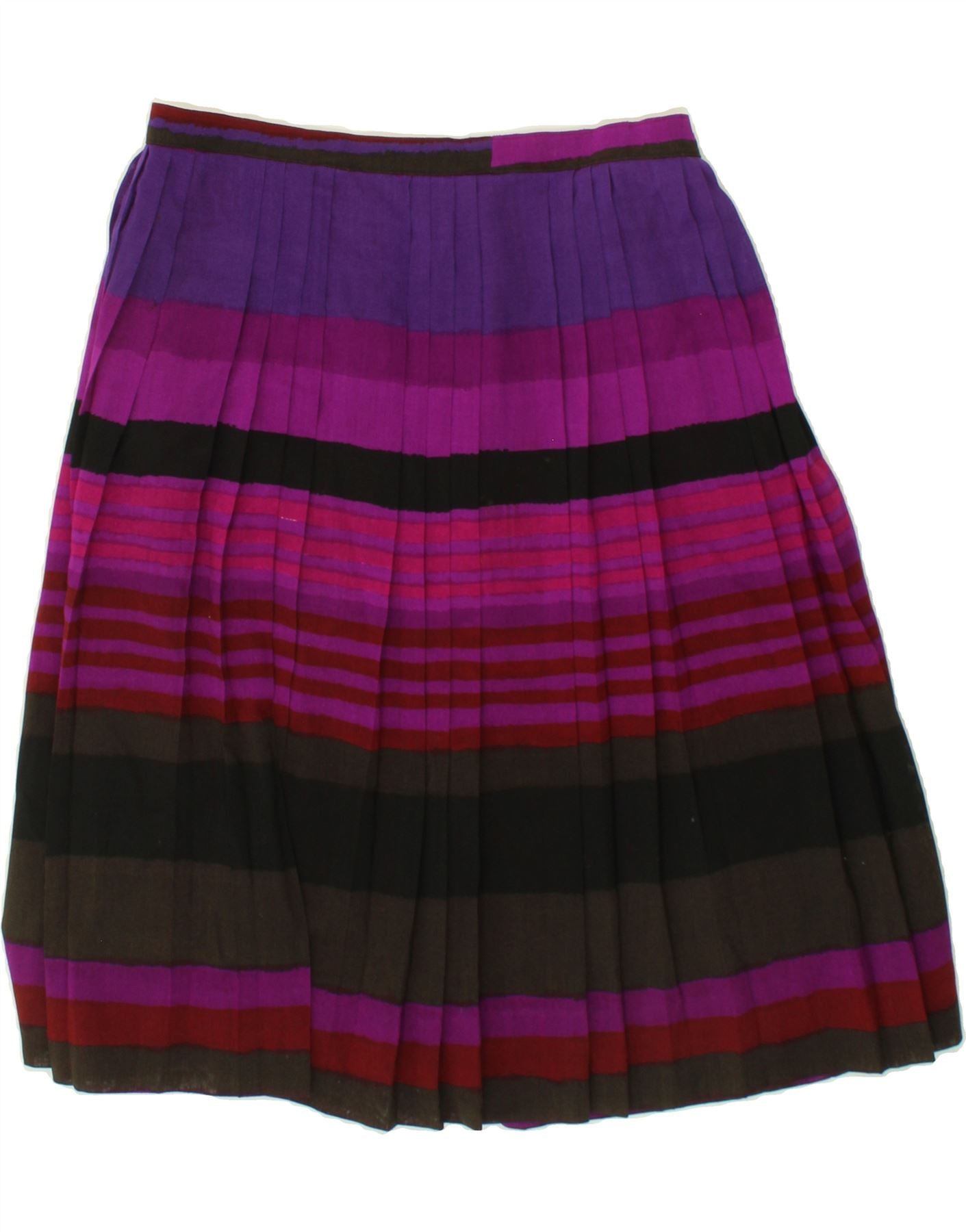 image of VINTAGE Womens Pleated A-Line Skirt W34 Large  Multicoloured Striped Wool