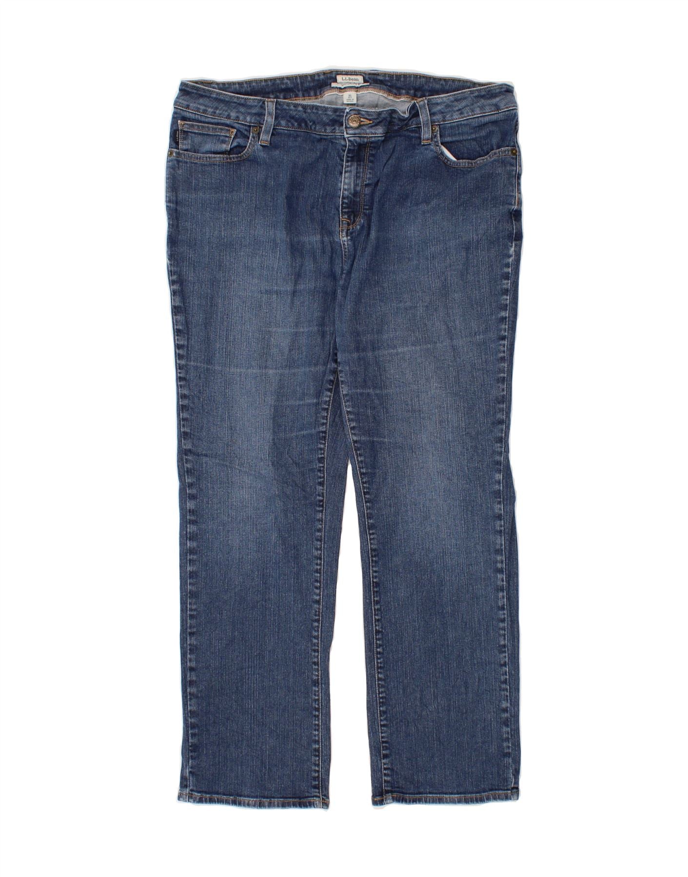 image of L.L.BEAN Womens Favorite Fit Straight Jeans US 16 2XL W36 L28 Blue Cotton