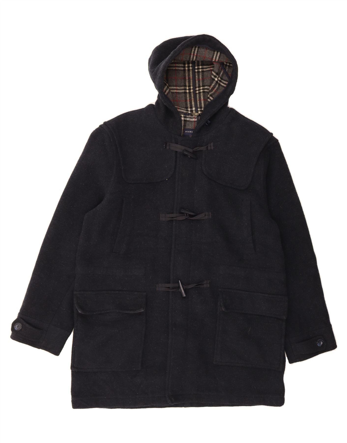 image of CONBIPEL Mens Hooded Duffle Coat UK 44 2XL Navy Blue Wool