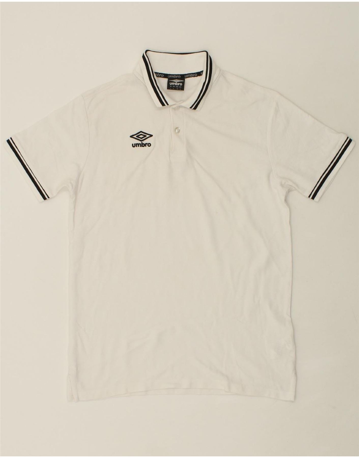 image of UMBRO Mens Polo Shirt Large White Cotton