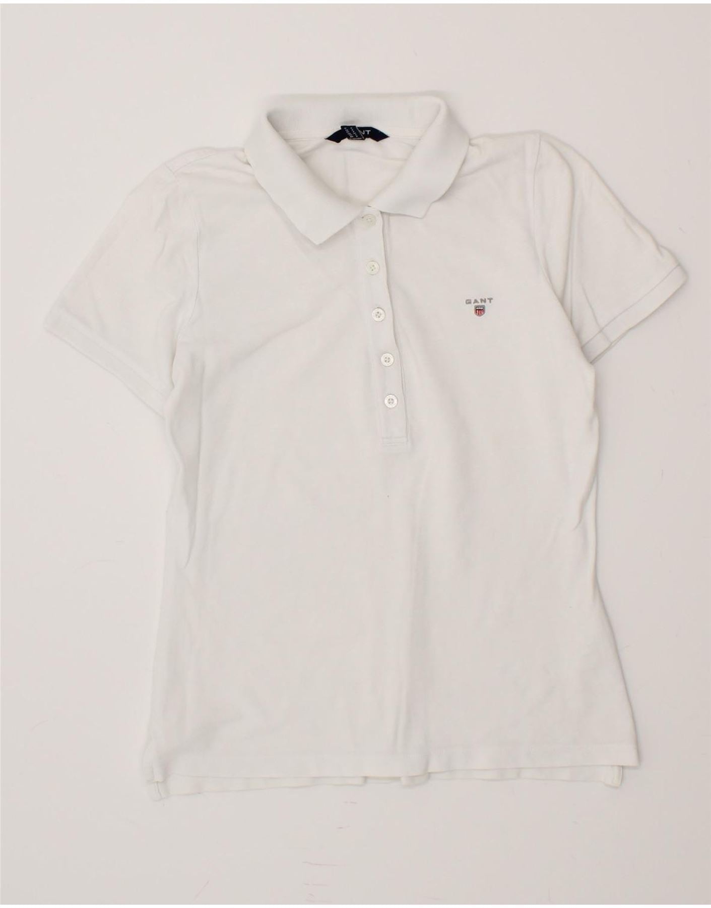 image of GANT Womens Polo Shirt UK 10 Small White Cotton