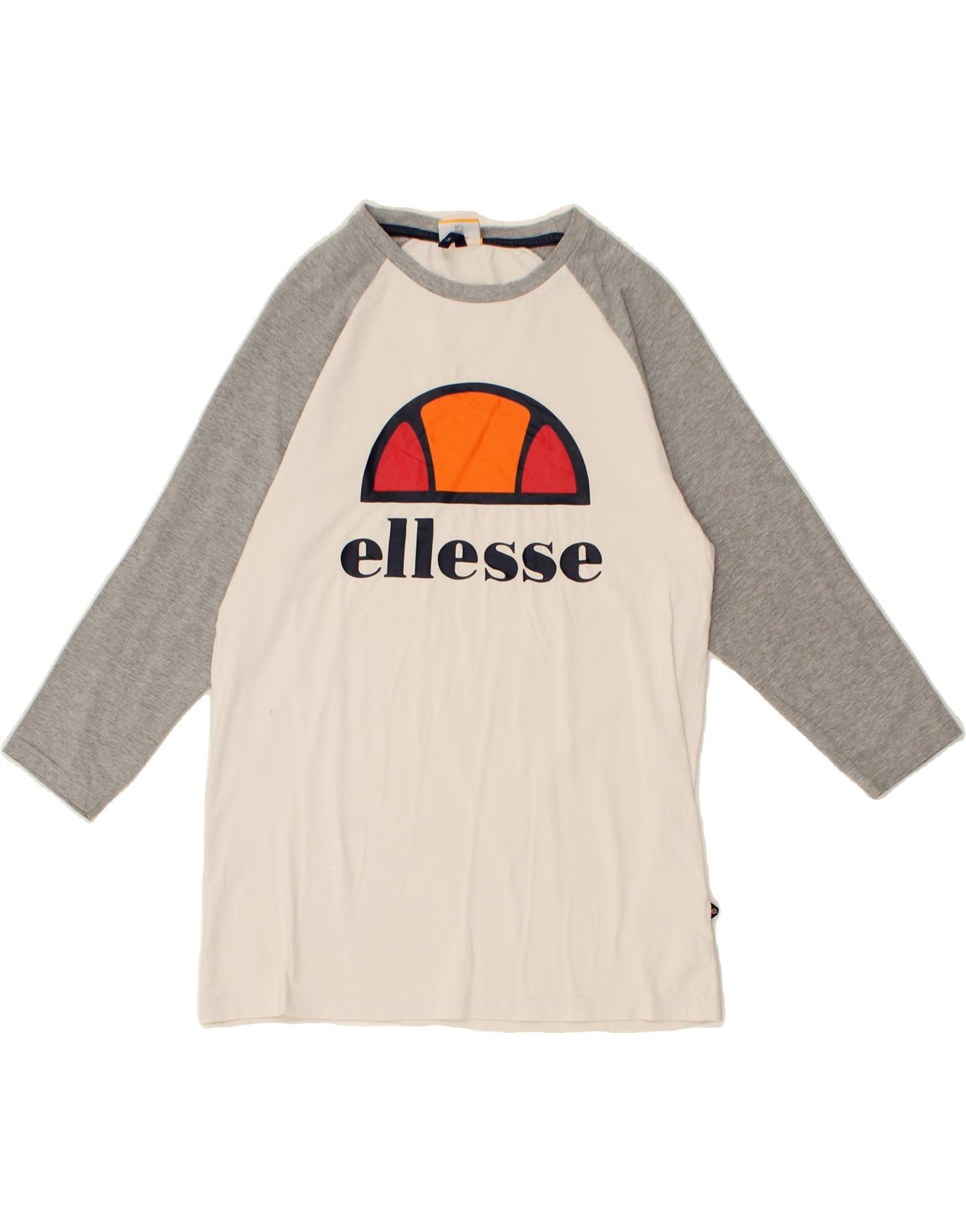 image of ELLESSE Womens Graphic Top 3/4 Sleeve UK 10 Small White Colourblock