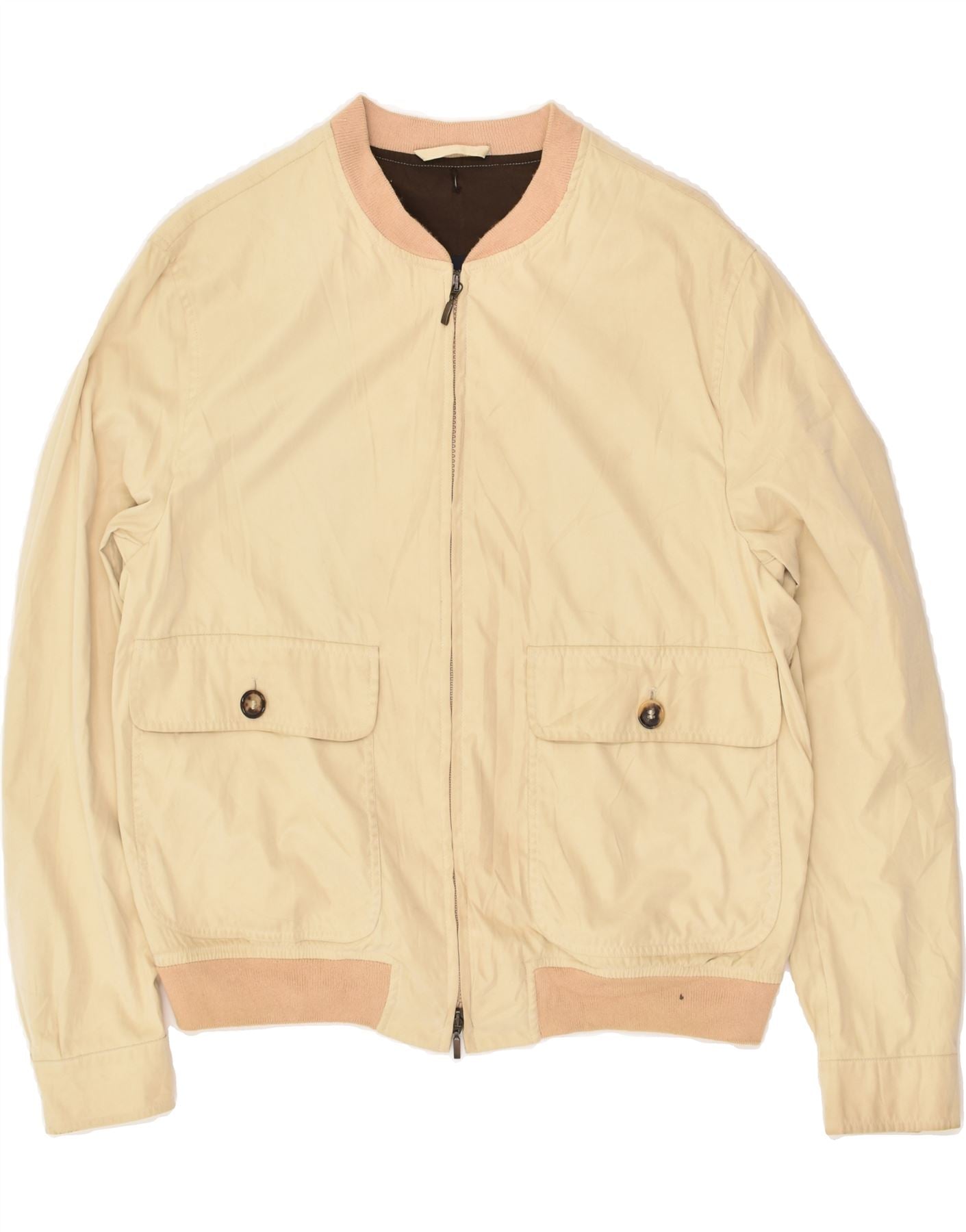 image of HERNO Mens Bomber Jacket UK 38 Medium Beige Polyester