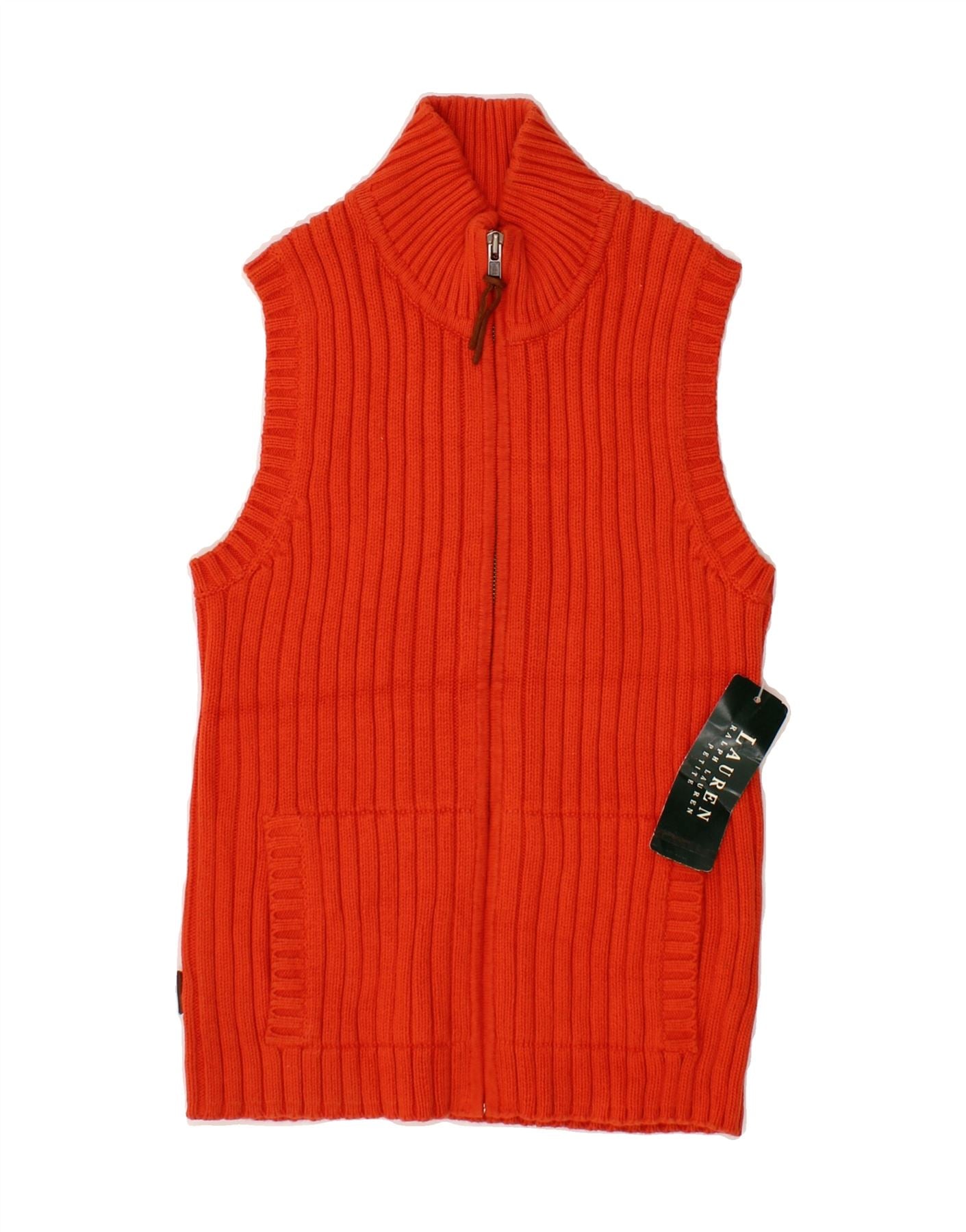 image of RALPH LAUREN Womens Petite Sleeveless Cardigan Sweater UK 8 Small Red