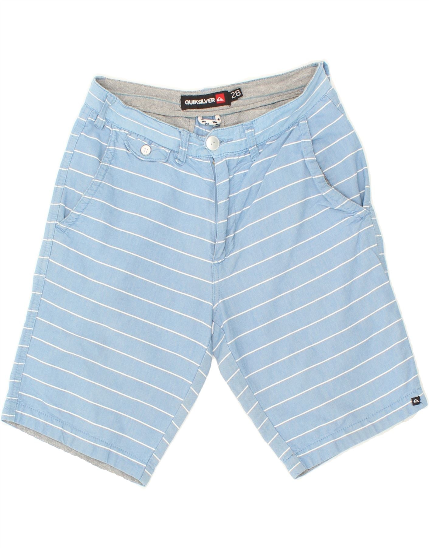 image of QUIKSILVER Mens Casual Shorts W28 Small Blue Striped Cotton