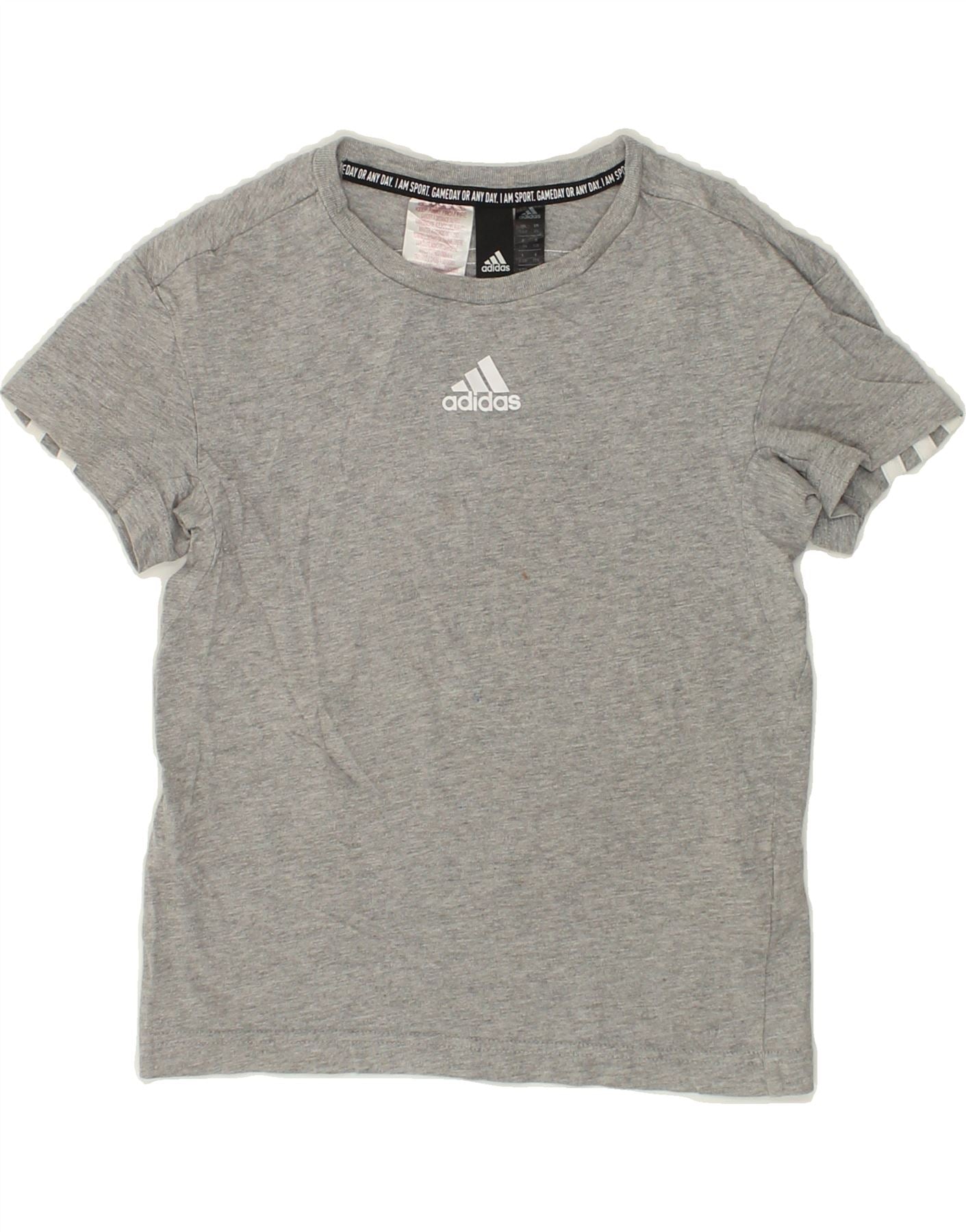 Image of ADIDAS Girls T-Shirt Top 7-8 Years Grey Cotton