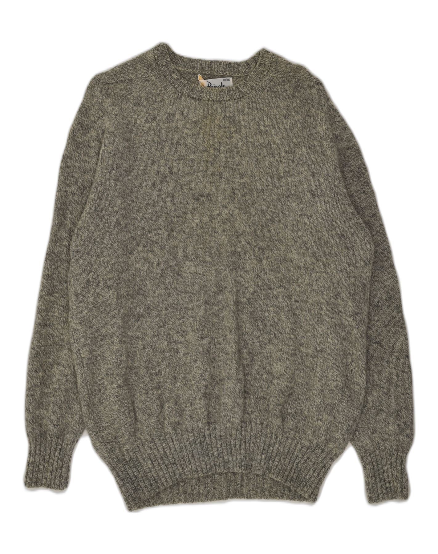 image of PRINGLE Mens Crew Neck Jumper Sweater IT 46 Small Grey Wool