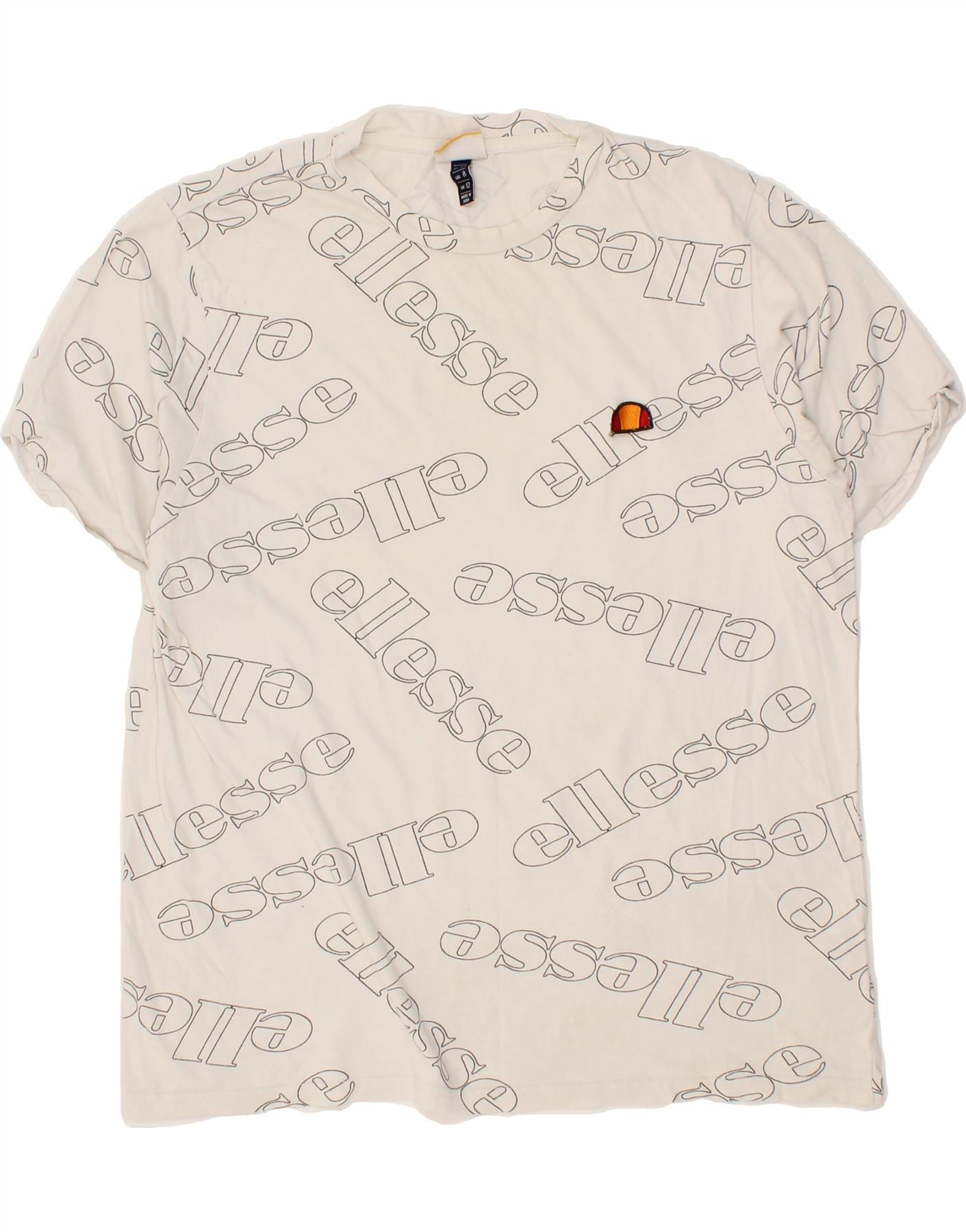 image of ELLESSE Womens Graphic T-Shirt Top UK 12 Medium  White Cotton