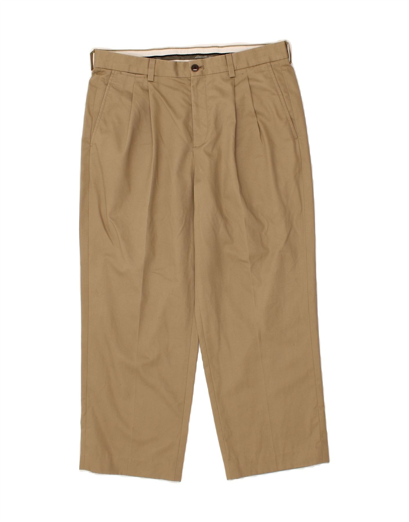 image of EDDIE BAUER Mens Pegged Chino Trousers  W34 L27 Brown Cotton