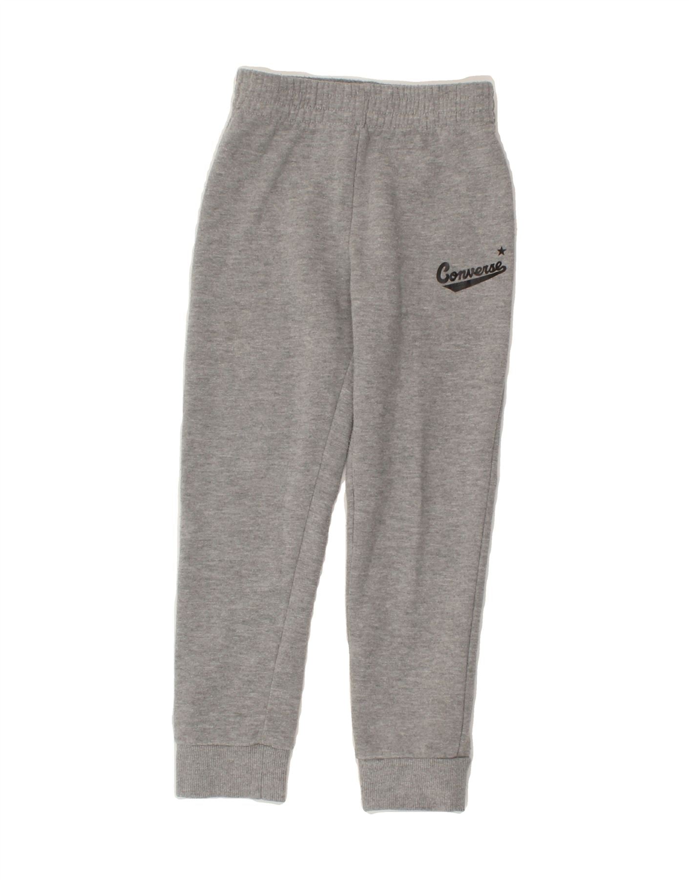 Image of CONVERSE Girls Graphic Tracksuit Trousers Joggers 6-7 Years Grey Cotton