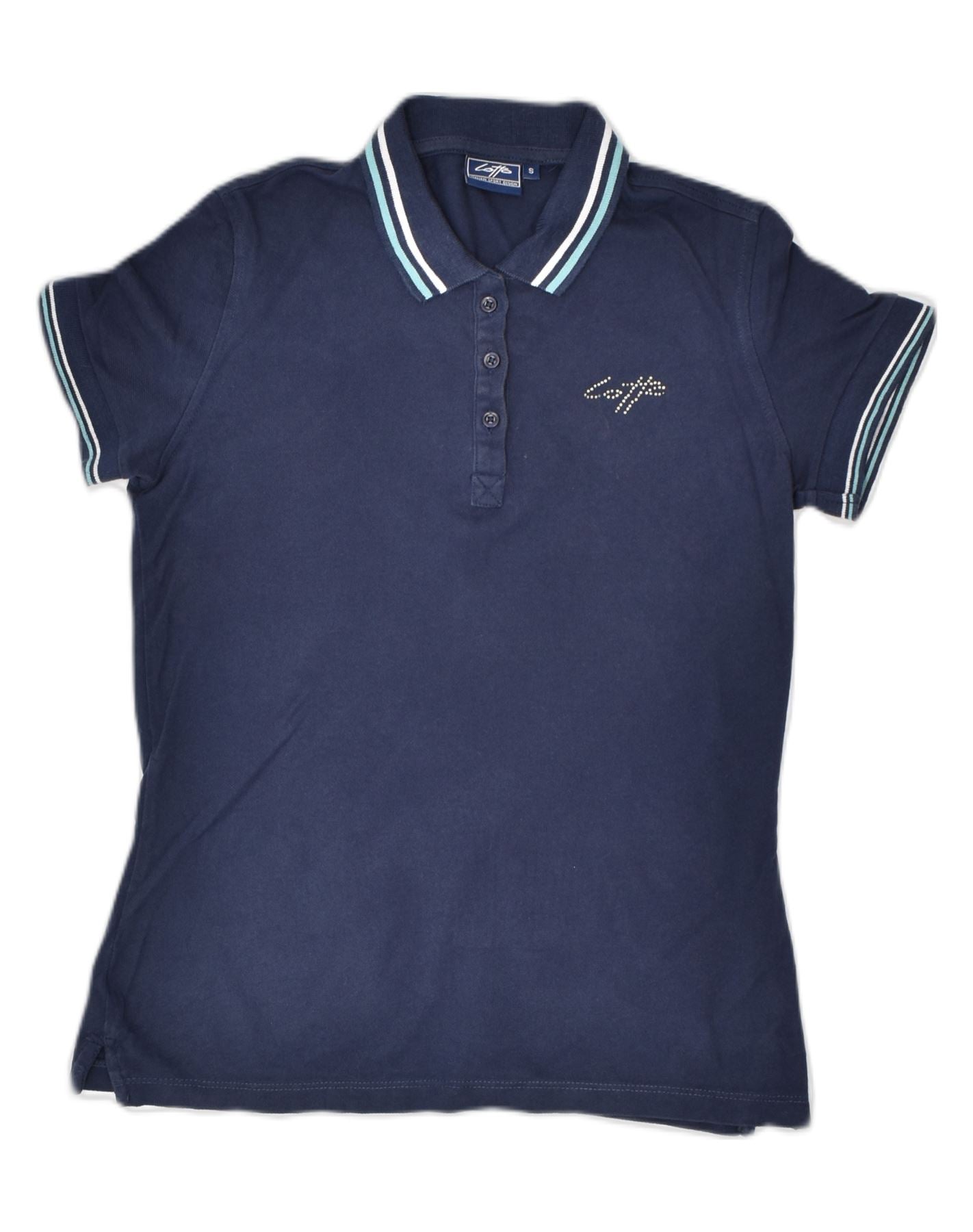 Image of LOTTO Womens Polo Shirt UK 10 Small Navy Blue Cotton