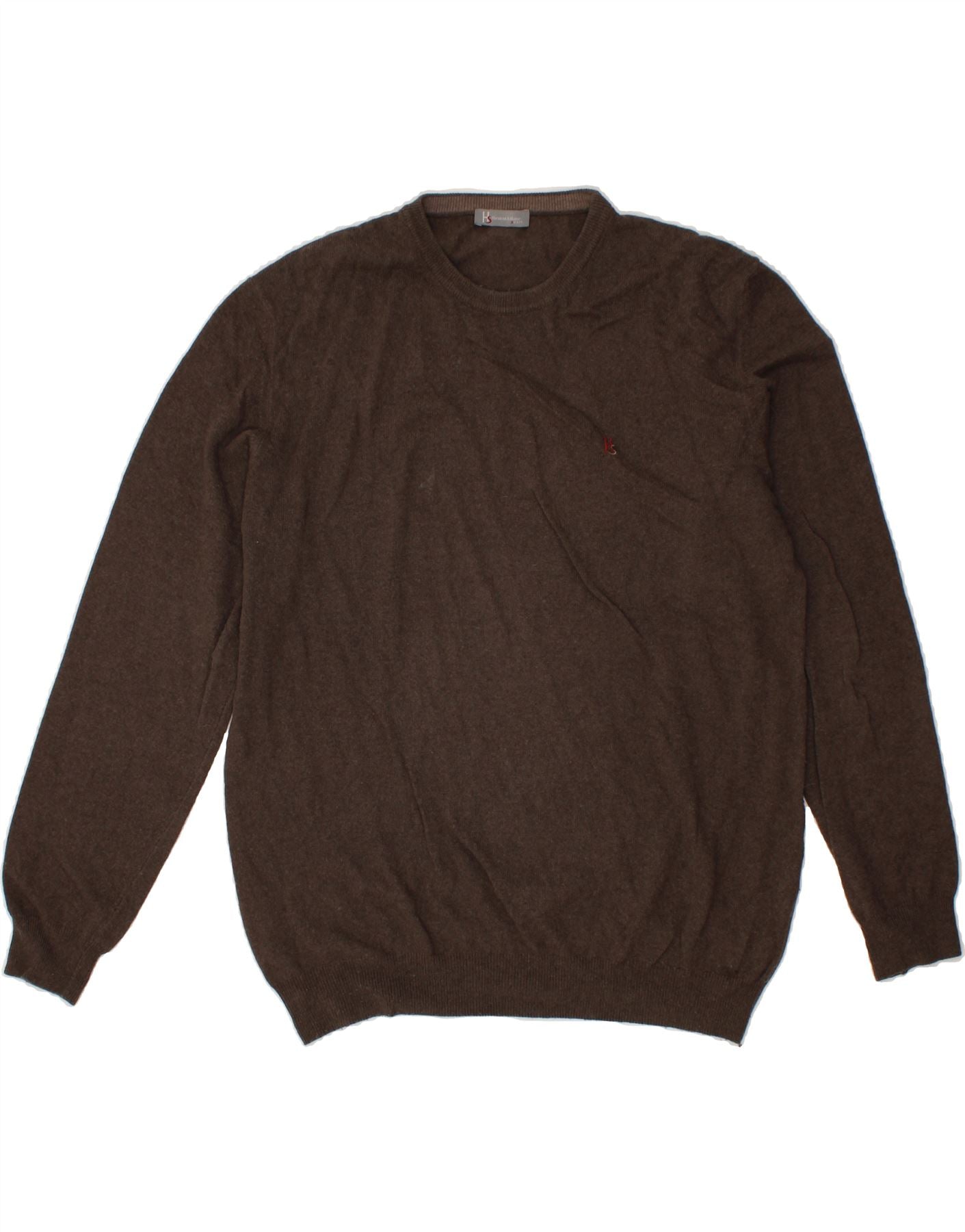 image of HARMONT & BLAINE Mens Crew Neck Jumper Sweater 2XL Brown Viscose