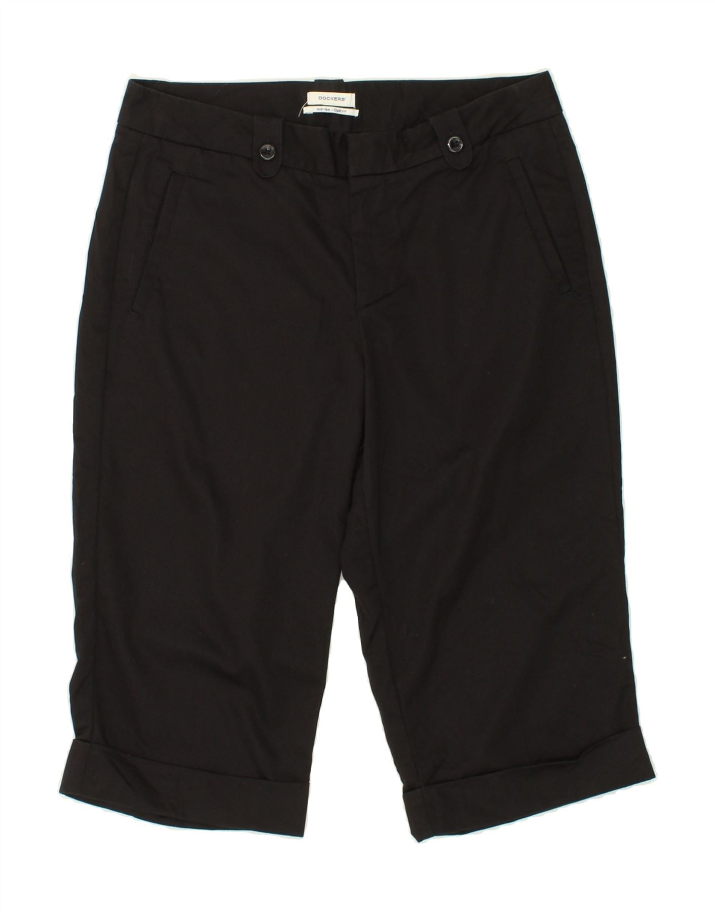image of DOCKERS Womens Curvy Mid Rise Bermuda Shorts US 6 Medium W30 Black Cotton