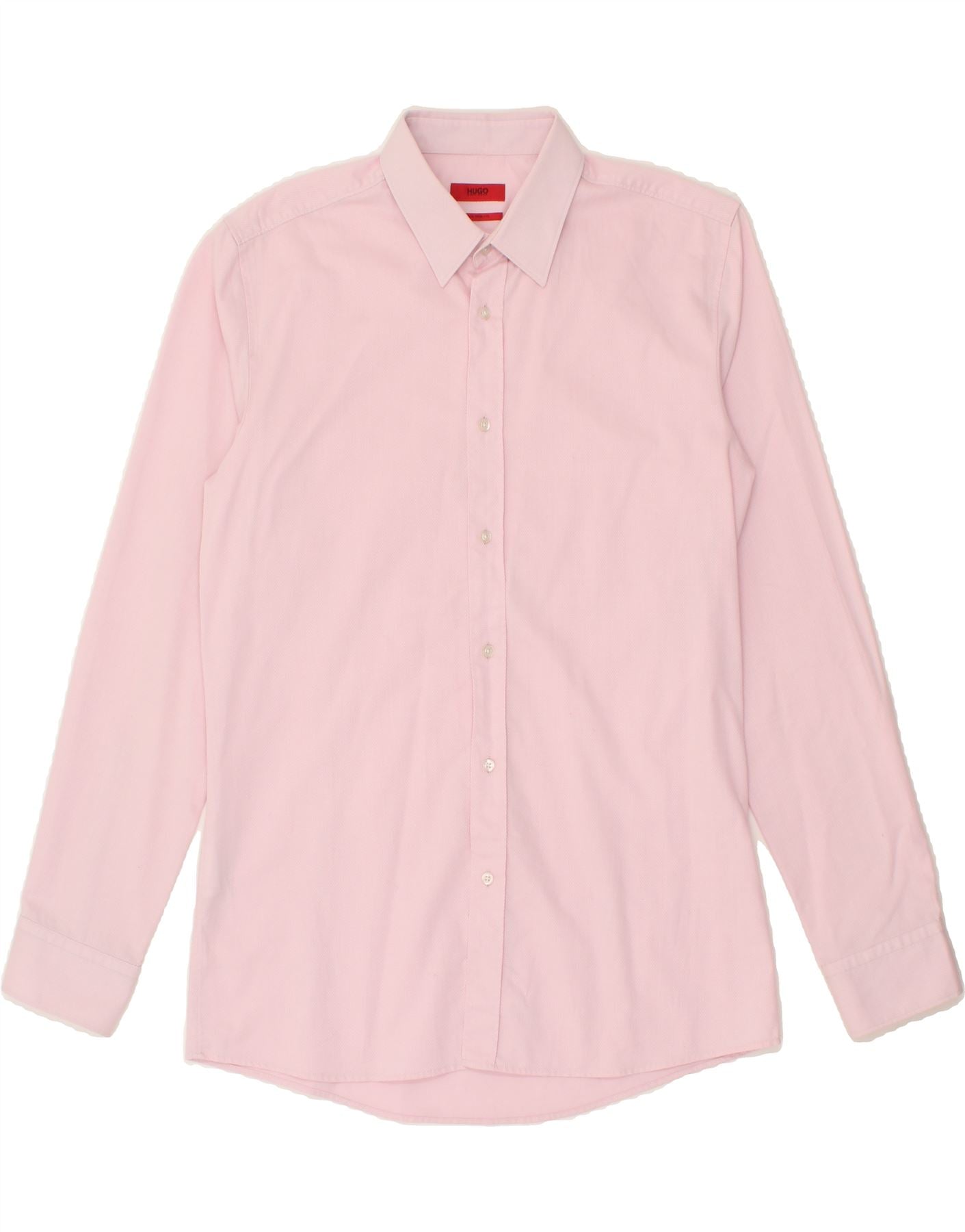 Image of HUGO BOSS Mens Extra Slim Fit Shirt Size 41 16 Large Pink Cotton