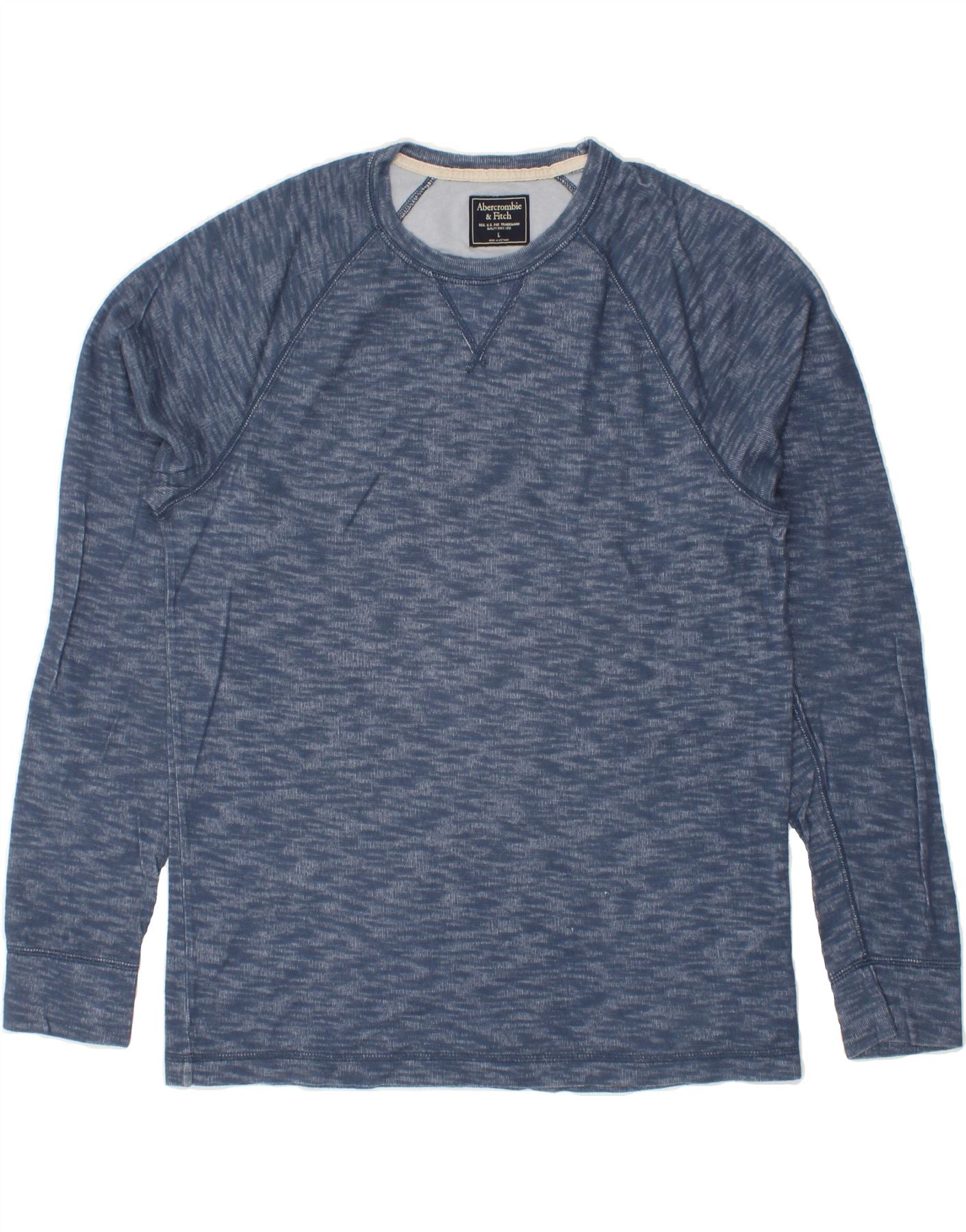 ABERCROMBIE & FITCH Mens Top Long Sleeve Large Blue Flecked Cotton