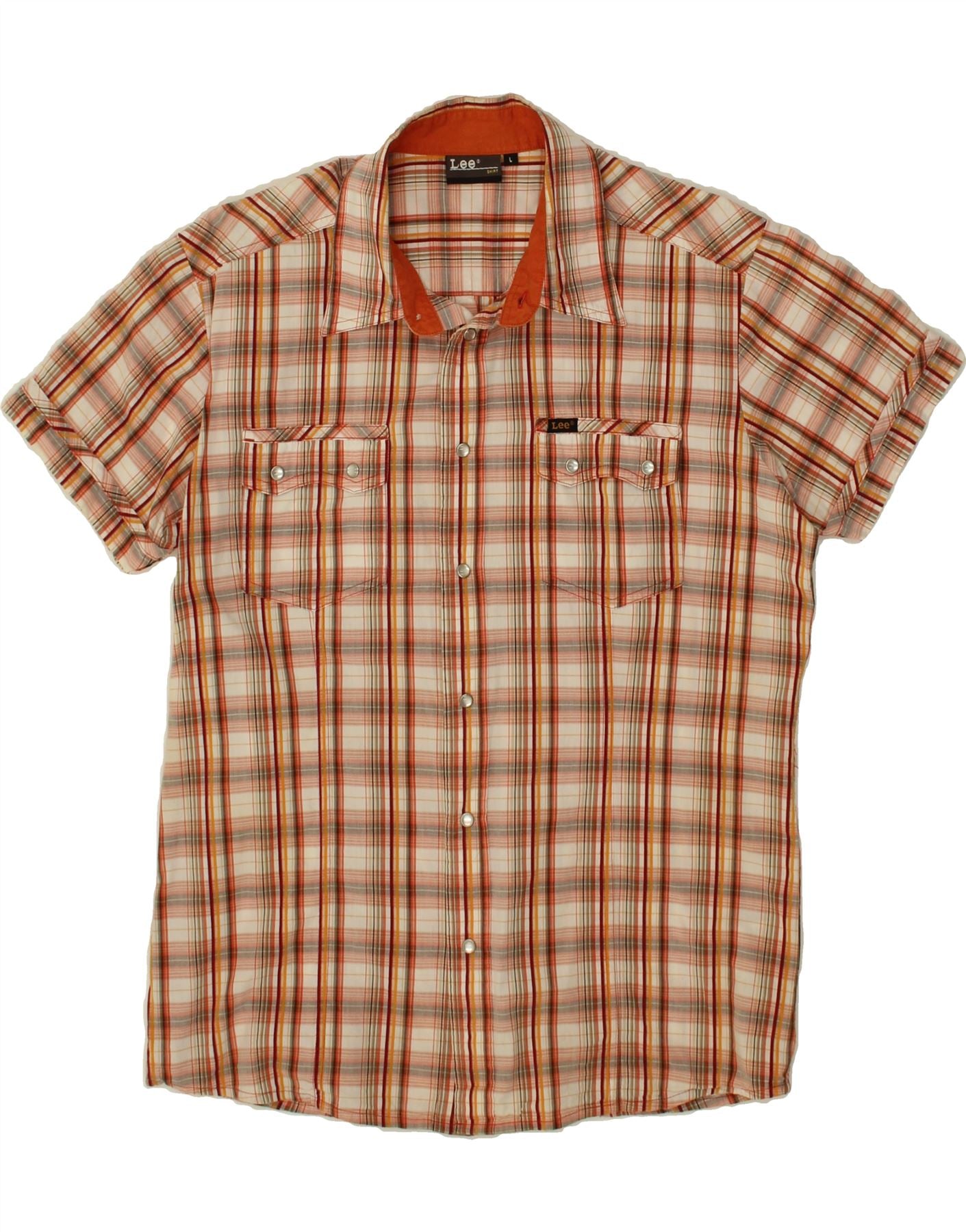 Image of LEE Mens Short Sleeve Shirt Large Multicoloured Check Cotton