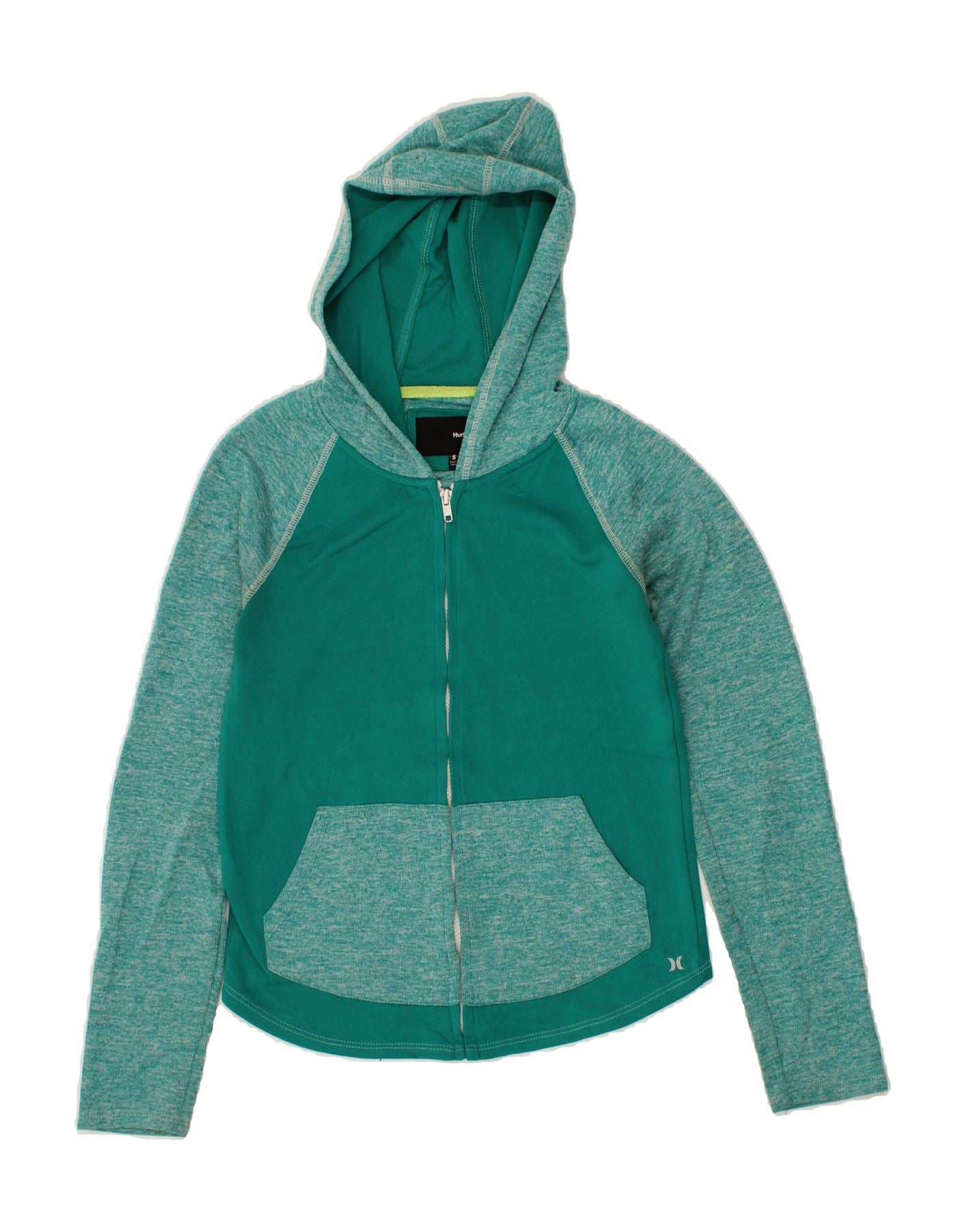image of HURLEY Womens Dri Fit Zip Hoodie Sweater UK 10 Small Green Colourblock