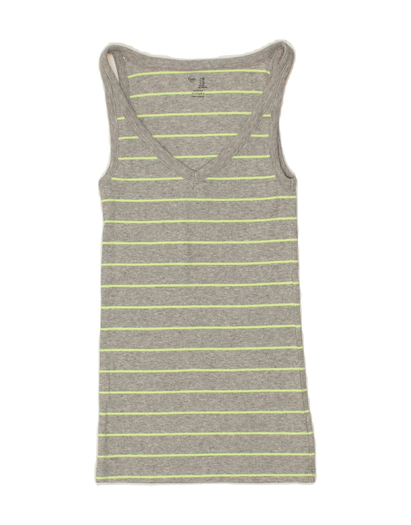 image of GAP Womens Vest Top UK 4 XS Grey Striped Cotton