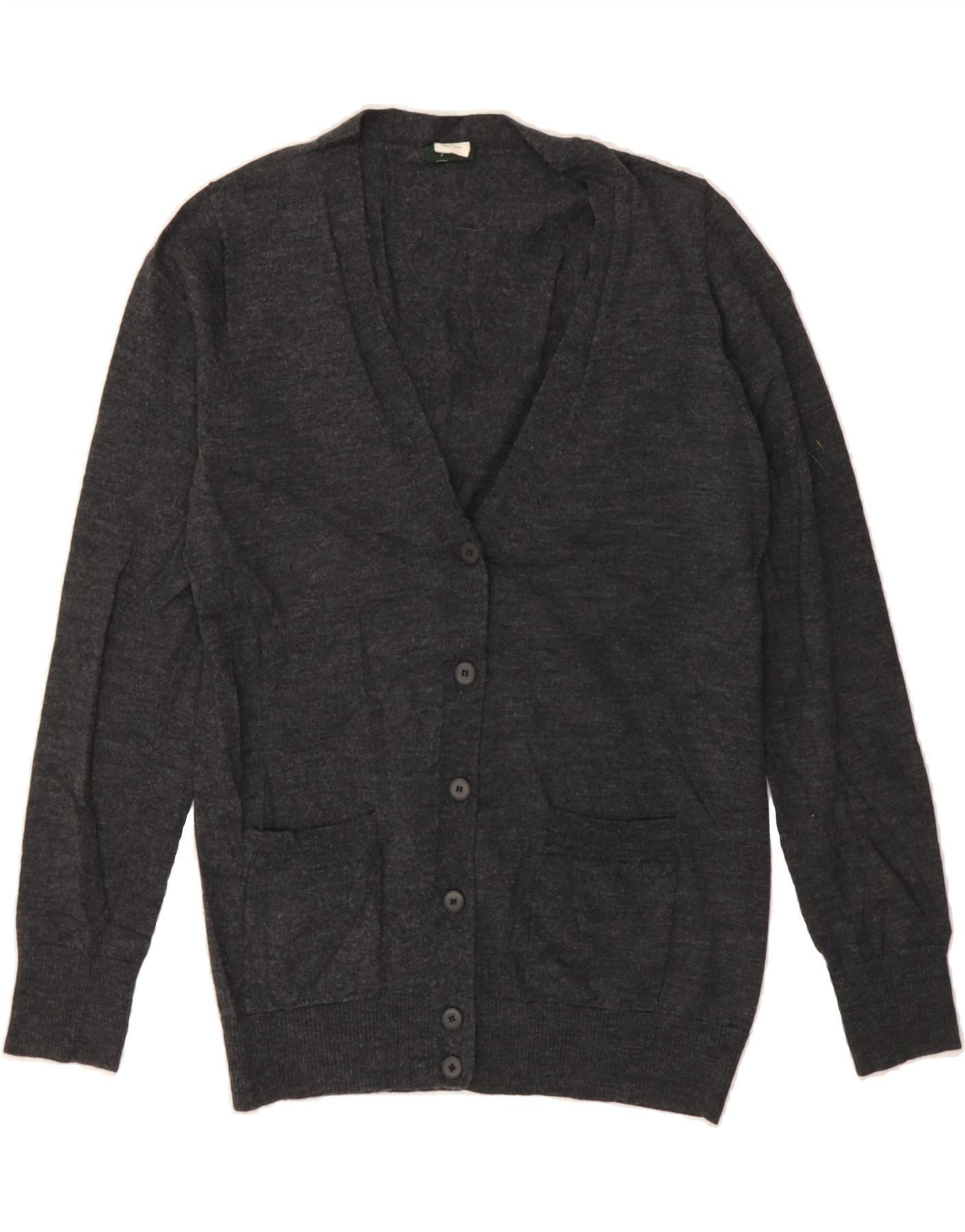 image of J. CREW Womens Cardigan Sweater UK 12 Medium Grey Merino Wool