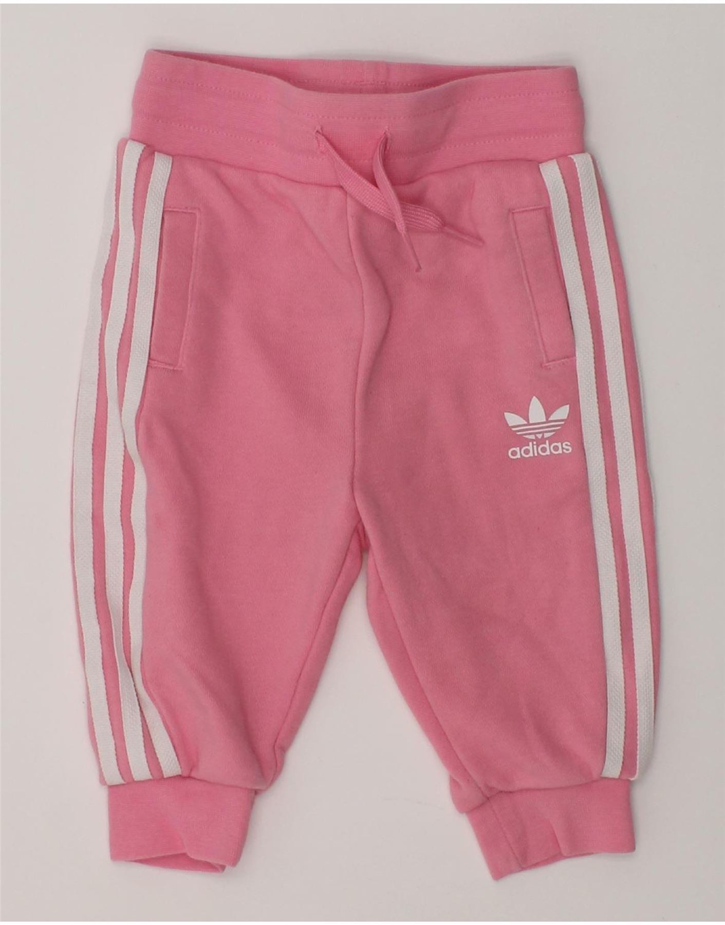 ADIDAS Baby Boys Joggers Tracksuit Trousers 6-9 Months Pink Cotton