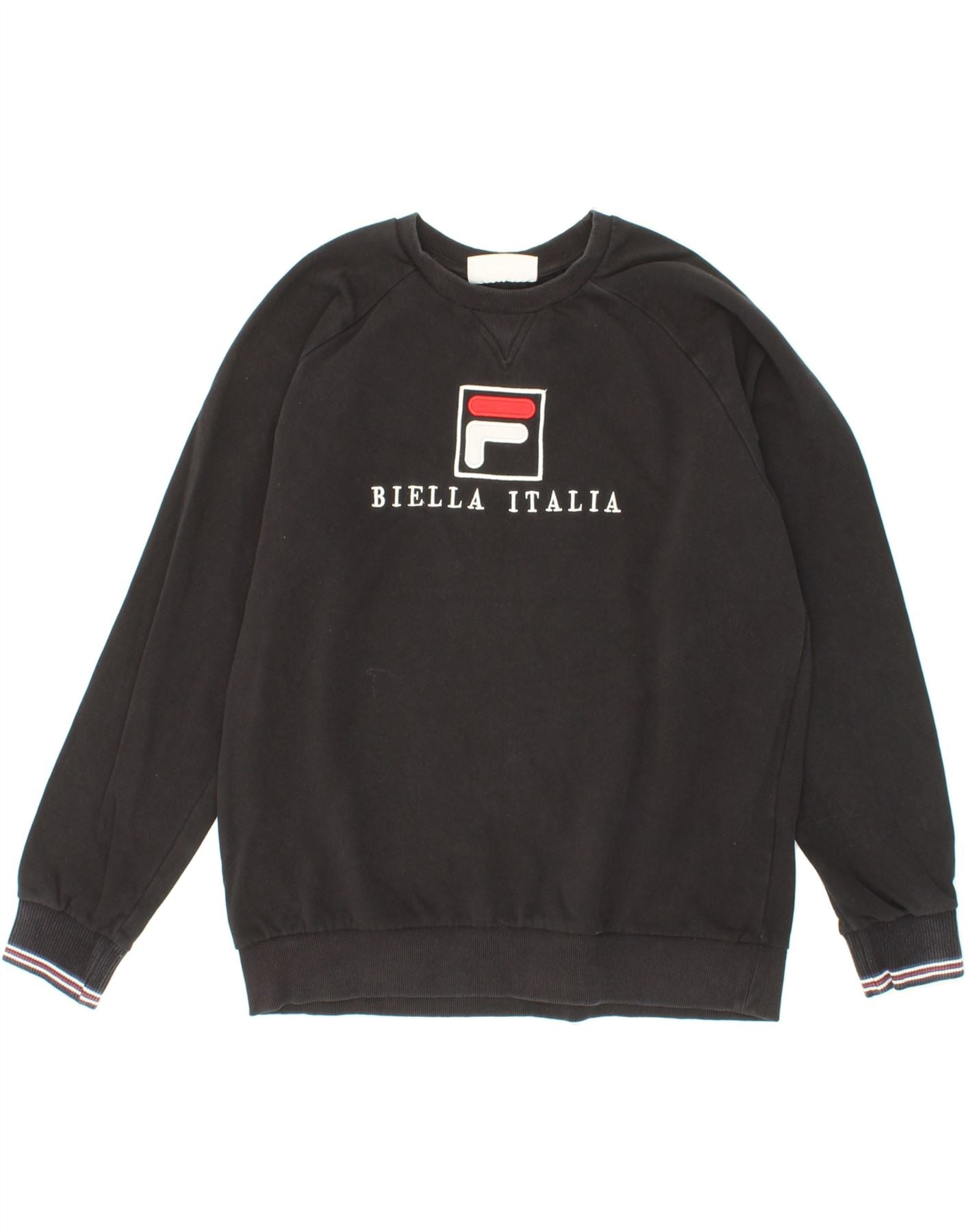 Image of FILA Mens Graphic Sweatshirt Jumper Small Black Cotton