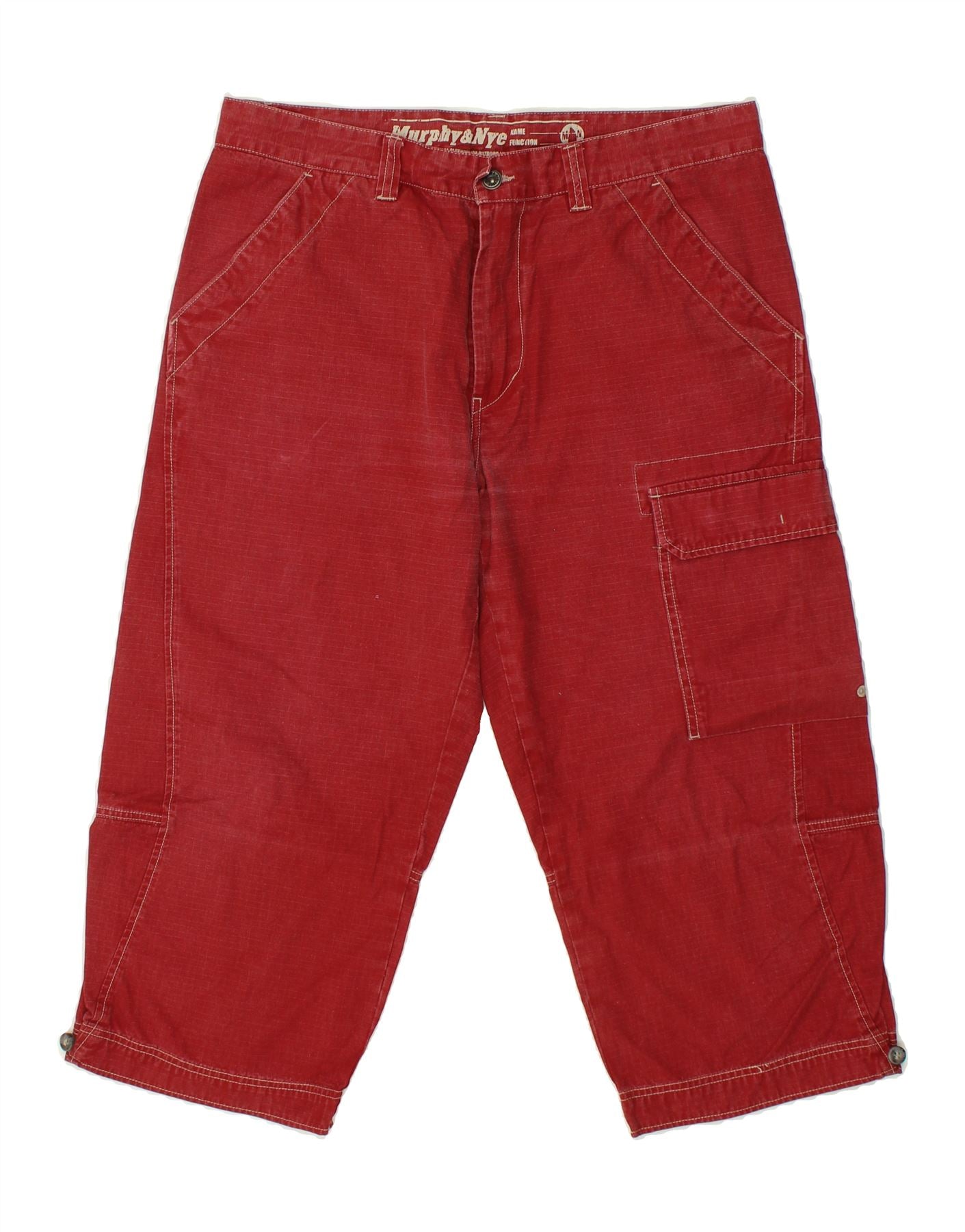 image of MURPHY & NYE Mens Capri Cargo Trousers W36 L21 Red Cotton