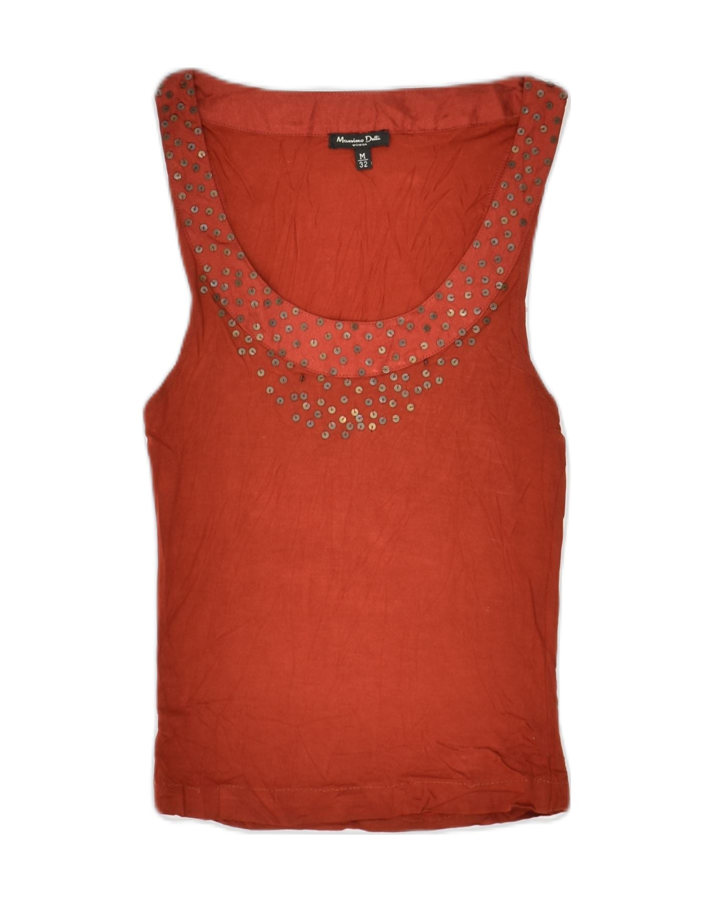 Image of MASSIMO DUTTI Womens Vest Top EU 32 2XS Brown Cotton