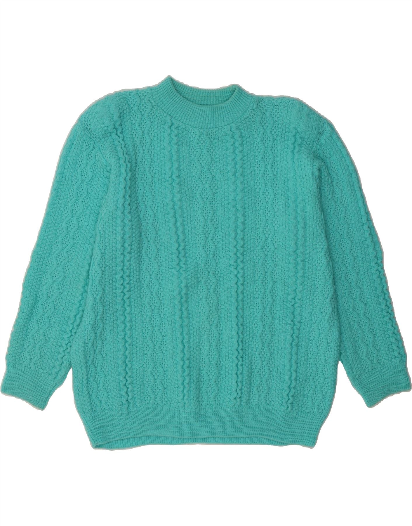 image of VINTAGE Womens Turtle Neck Jumper Sweater UK 18 XL Turquoise Acrylic