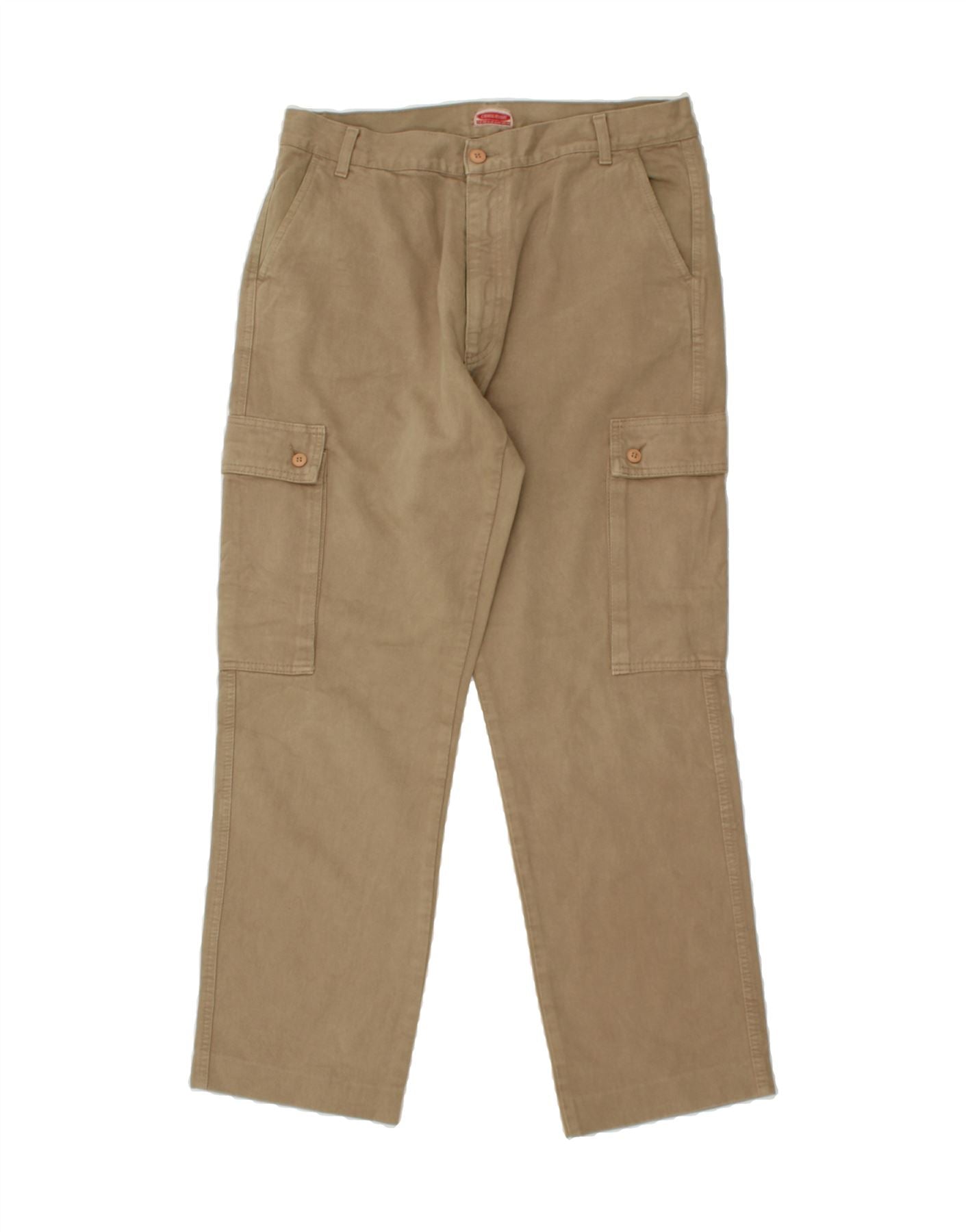 Image of GENERAL COMPANY Mens Straight Cargo Trousers W36 L31 Beige Cotton