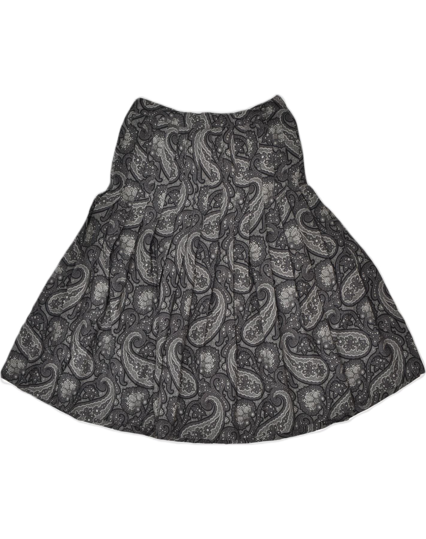 image of VINTAGE Womens Knife Pleated Skirt W28 Medium Grey Paisley