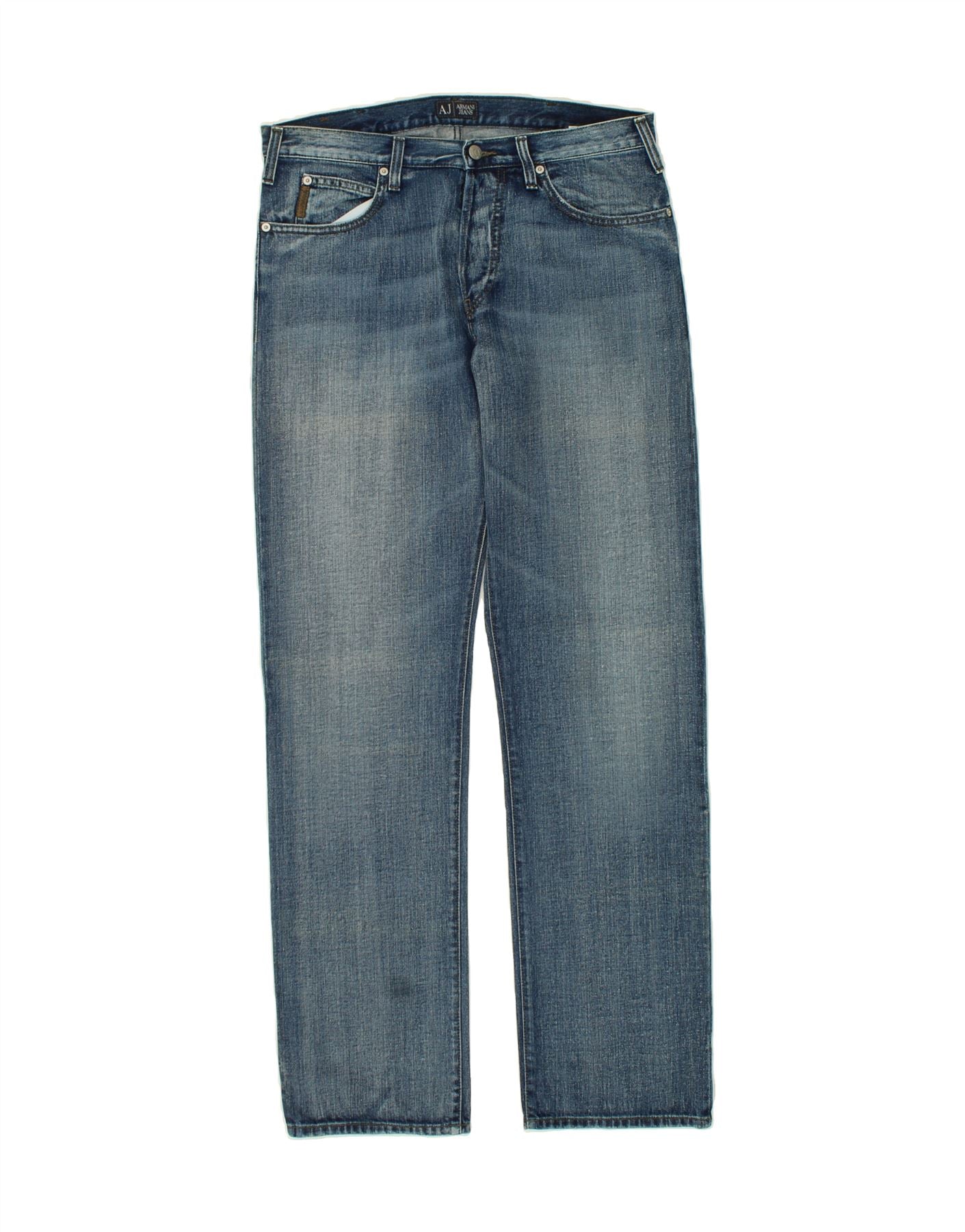 image of ARMANI Mens Straight Jeans W34 L35  Blue Cotton