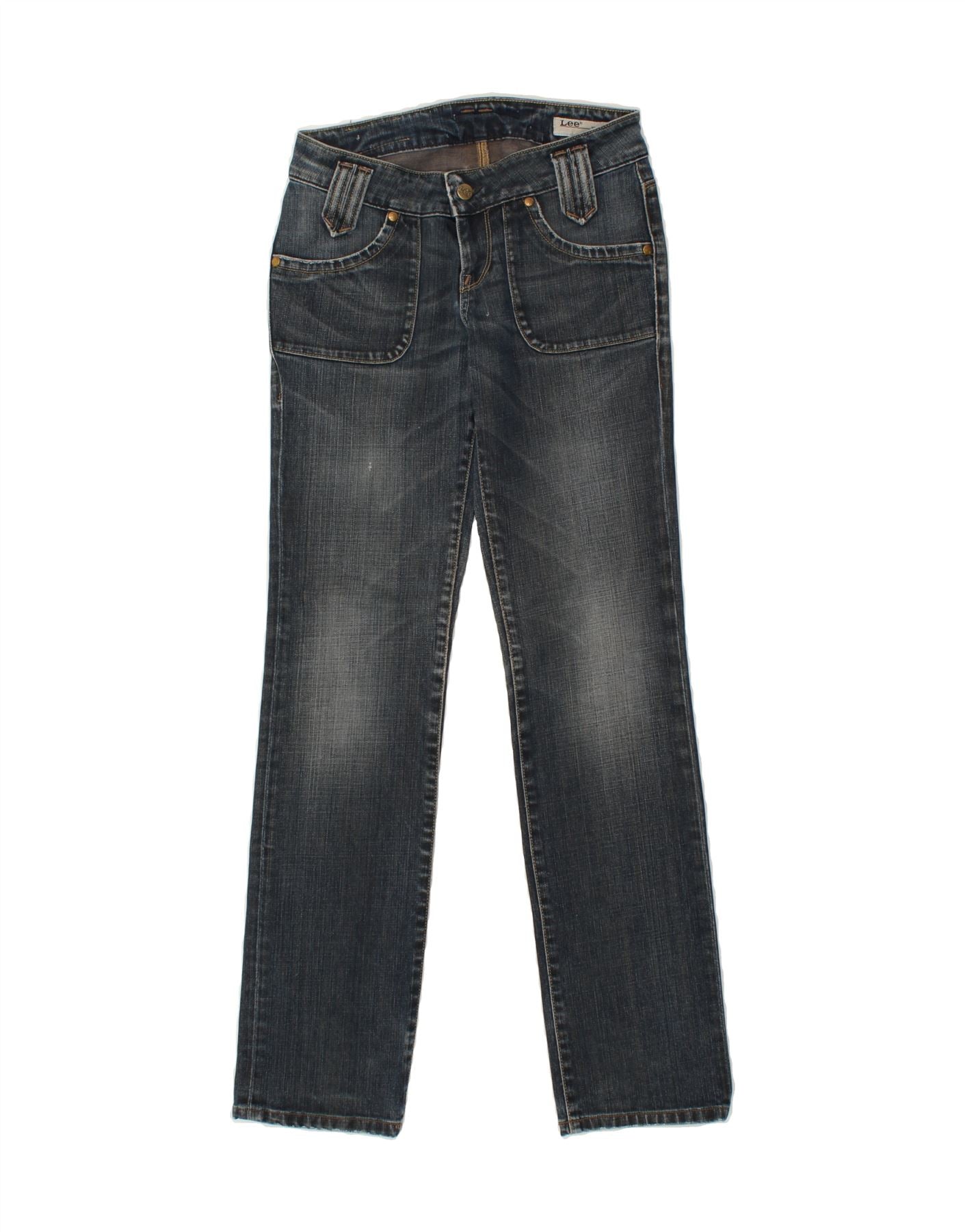 image of LEE Womens Straight Jeans W28 L33 Blue Cotton