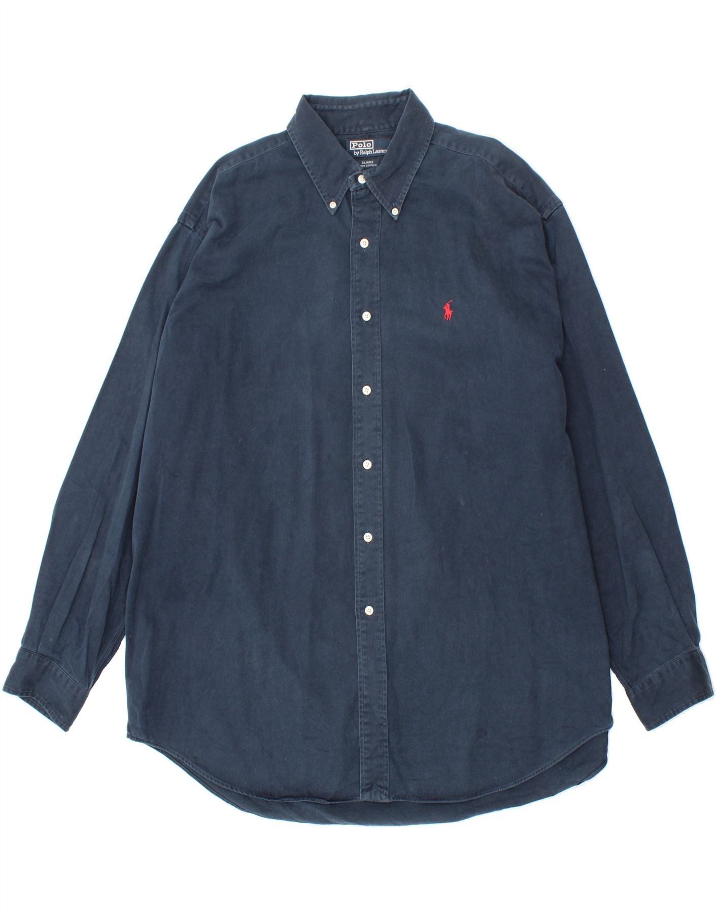 Image of POLO RALPH LAUREN Mens Blaire Shirt XL Navy Blue Cotton