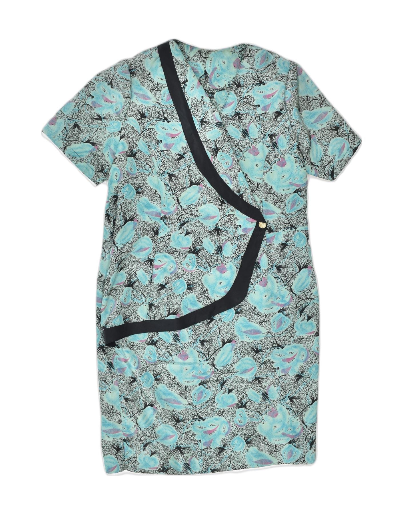 Image of VINTAGE Womens Wrap Dress UK 14 Large Turquoise Floral